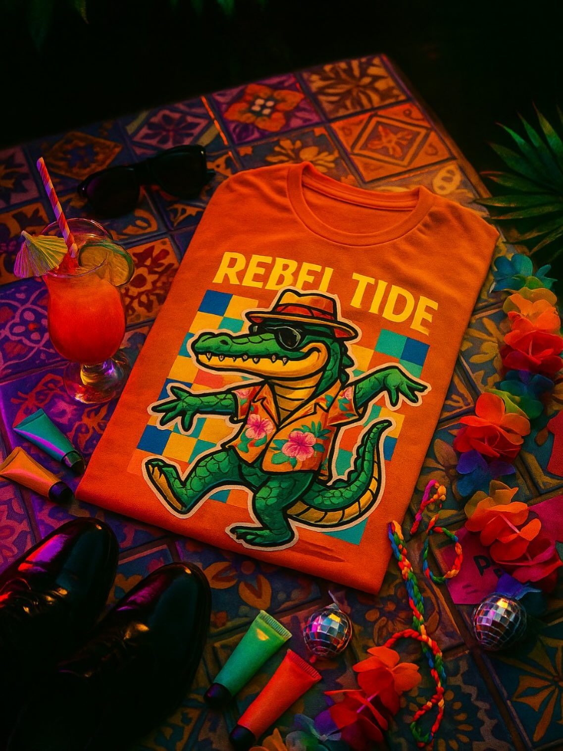 Tito doesn’t do quiet nights in.
He’s the pulse of the jungle party; bold, decked out, and always where the music’s loudest. This drop? It’s not just merch. It’s a call to light up the night.
From dance floors under the stars to late-night laughs with your crew, this gear is for the ones who turn every moment into a celebration.
✨ It’s Tito Time.
🌴 Shop the vibe → www.rebeltidecostarica.com
#TitoTime #RebelTide #JungleNights #PartyModeOn #LiveLoudStayFree