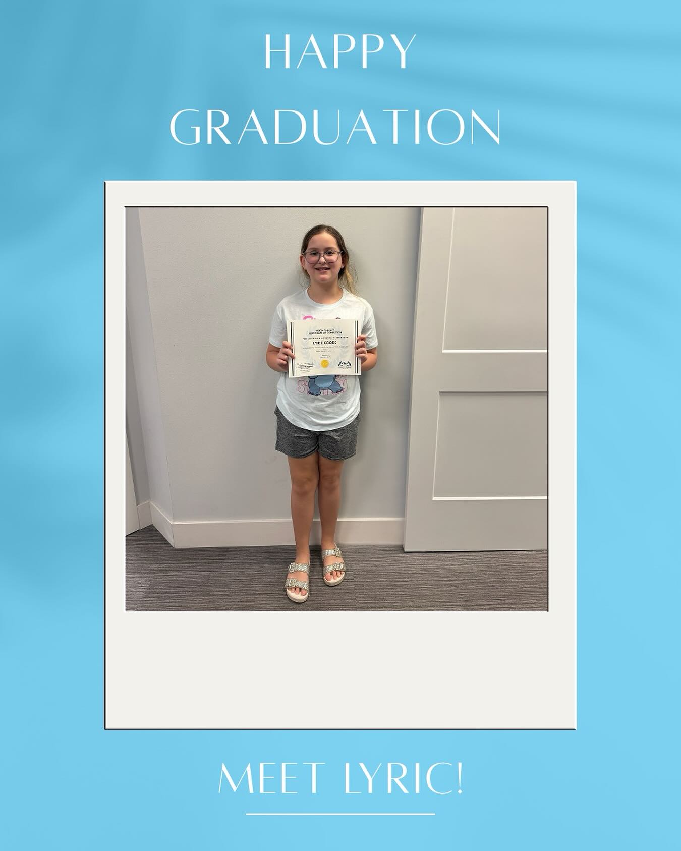 Meet our graduate! 🎓✨
Lyric came to us with concerns of blurry vision in the distance, double vision, and words moving on the page when reading. With a strabismus diagnosis.
As you could imagine, this made her have to work extra hard in school to achieve things like copying from the board or reading a book.
After committing to her program and giving it her all, she has graduated vision therapy with no more of these symptoms and it has made schoolwork so much easier. She is now able to focus less on getting her eyes to do what she wants them to do and more on the task at hand.
We are so proud of you Lyric!