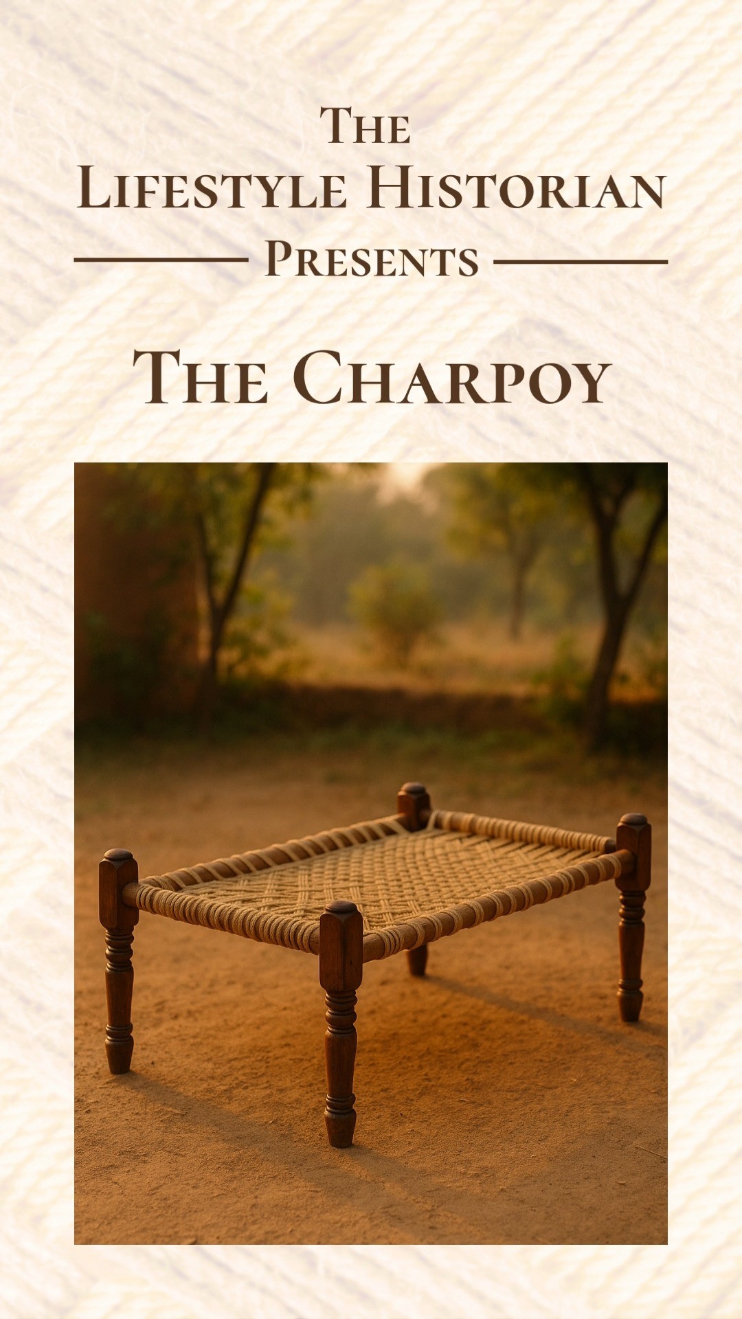 Before foam mattresses and factory-made beds, there was the charpoy. This woven bedframe has served as a central object of daily life across the Indian subcontinent for centuries. Its name comes from the Hindi-Urdu words char (four) and pai (leg), meaning literally: "four-legged."
The charpoy however is more than a bed. It is architecture scaled to the human body, a product of utility and artistry that reflects climate, craftsmanship, and community.
Traditionally made of a wooden or bamboo frame with a tightly handwoven web of cotton, jute, or coir rope, the charpoy is designed for ventilation, comfort, and durability-all things essential in India’s hot, often humid climate. Its airy design allows air to flow beneath and through the surface, making it a natural cooling system long before electricity brought fans or air conditioners.
For generations, the charpoy has been a center of life in both rural and urban India. It is a place for sleeping, resting, storytelling, socializing, giving birth, receiving guests, or simply watching the world go by.
It has also migrated. Versions of the charpoy are found in Pakistan, Bangladesh, Nepal, and even parts of East Africa-all carried by trade, migration, and memory. In recent years, designers and collectors around the world have embraced the charpoy as both an object of function and form-revived in interiors as a cultural artifact with a wonderful history.
Today’s LH Discovery:
In traditional Indian homes, charpoys were often re-woven seasonally by family members as a communal ritual. The act of re-stringing the bed with new rope was a generational skill passed down, and in some regions, specific weaving patterns signified caste, region, or family identity.