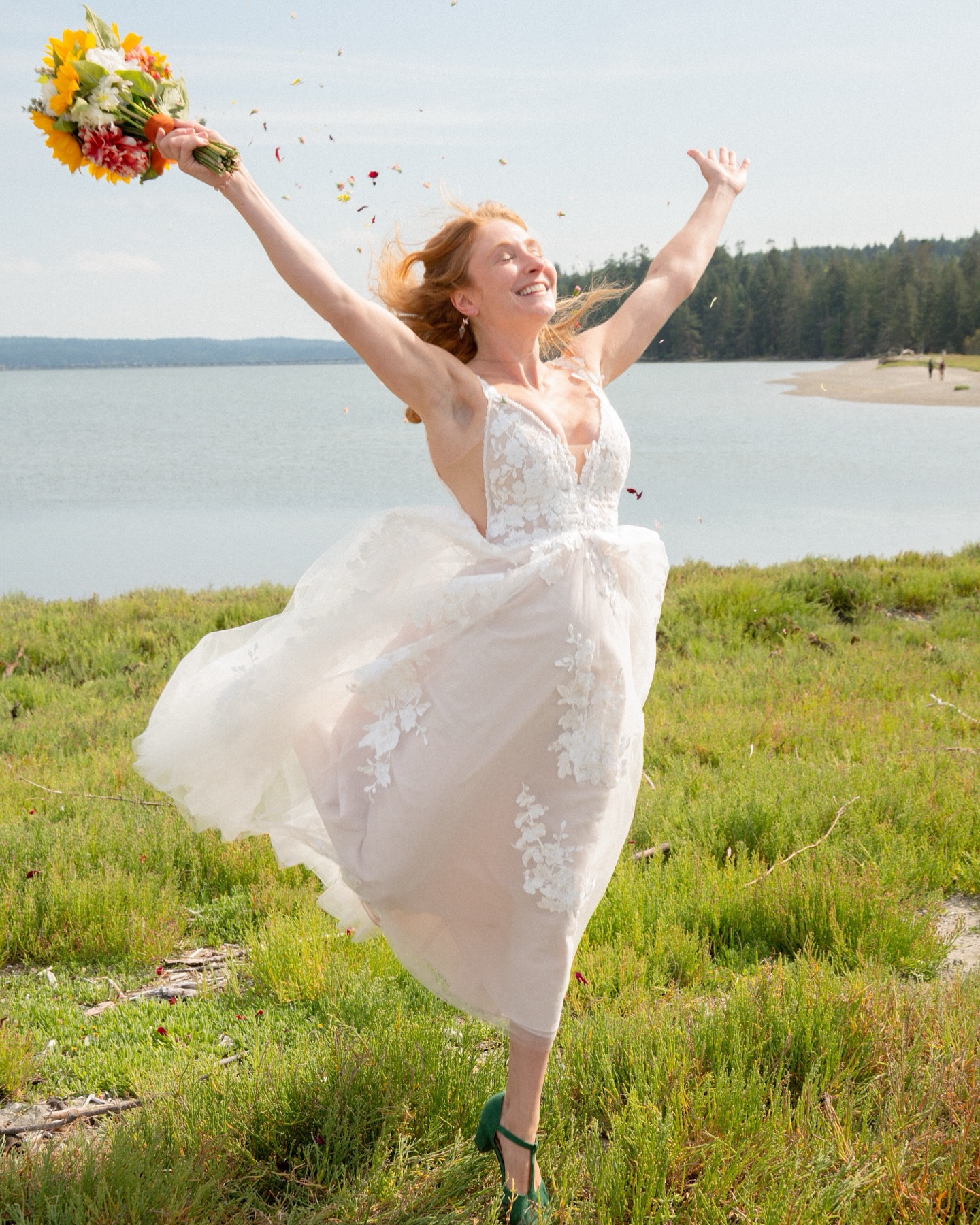 Hannah & Taylor | 7.19.2025 | Hood Head Island | Gosh what a dreamy perfect wedding day! I started my morning by being picked up by pontoon boat, heading on over to Hood Head Island! I was greeted by Hannah’s family and friends and they treated me like family. Telling me stories. Feeding me REALLY WELL and even lending me a jacket without me even asking. The two’s families hospitality was unmatched and said so much about the union they will now carry. I’m truly happy for them and hope to run into them in the wild of #kitsapCounty. It’s funny. Or is it? I don’t believe anything is of chance or coincidence, more of reason and purpose. I’ve weirdly dreamed about going to this island my whole life out of curiosity and wonder. When they mentioned it on our consult call, that their family owned a cabin on the island, and that’s where it would be held. I knew it was all very meant to be. Cheers to a million years together 🍻🍻 xoxo