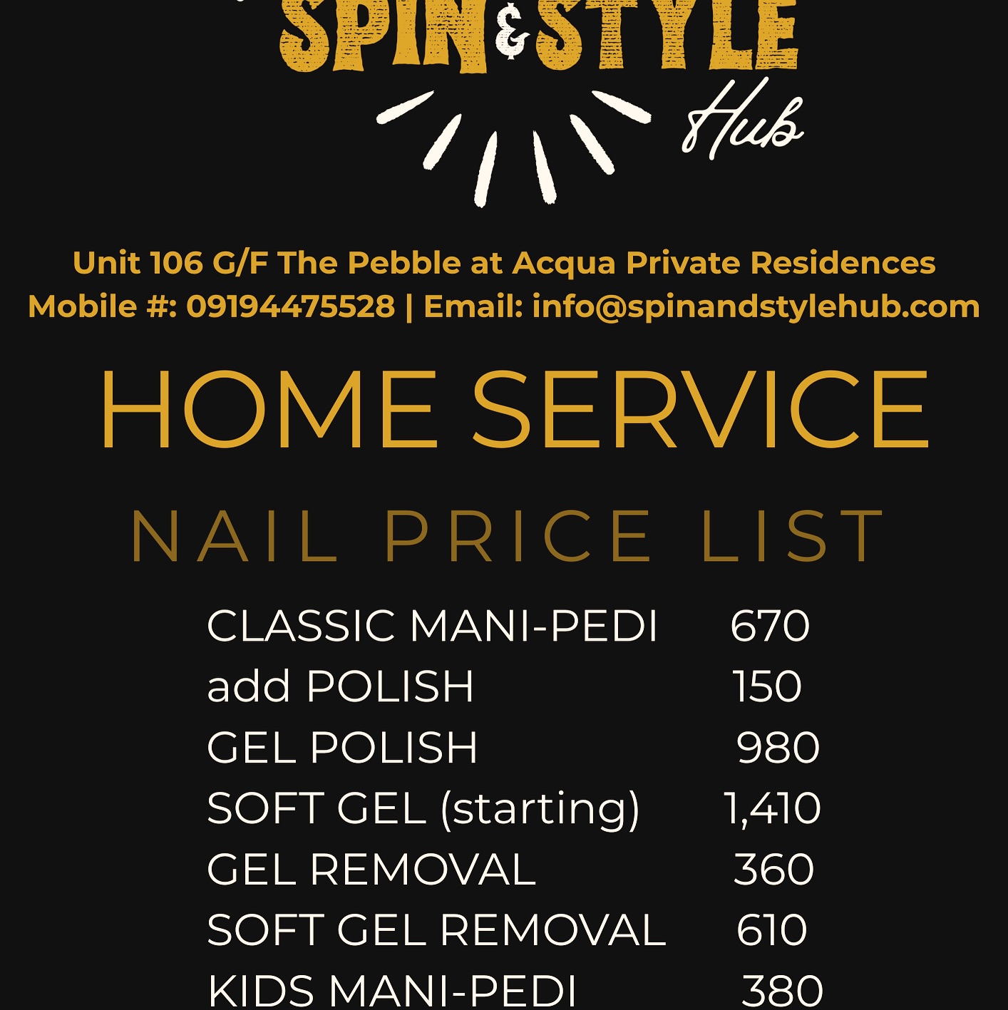 We’re coming to you! Now offering home service beauty treatments at Acqua Private Residences.
From haircuts to gel nails—pamper yourself without leaving home.
DM to book or call 09194475528
#thespinandstylehub #mandaluyong #rockwell #homeservicesalon #acquaprivateresidences #novotelatacqua #beautyathome