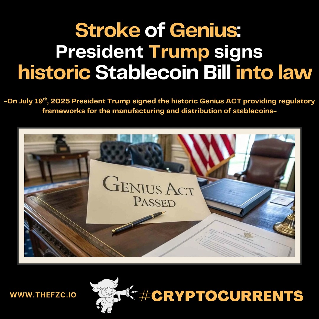 #CryptoCurrents|| #TheCryptoCurrent || On July 19th, 2025, President Trump delivered a seemingly massive win for both the defi and tradfi industries as he signed the Genius Act into law. The bill defines regulatory parameters for the production and distribution of stablecoins, lauding the technology as a way to “fix” the ever-decreasing mechanics and value of the dollar, while also aiming to establish the United States as the globes’ forerunner for integrating the financial technology into everyday economic life.
While celebrations abound, many are wondering how much longer the “De” in decentralized finance can be sustained, as increasing buy-in from instutional investors and (now), near-complete instutional adoption.