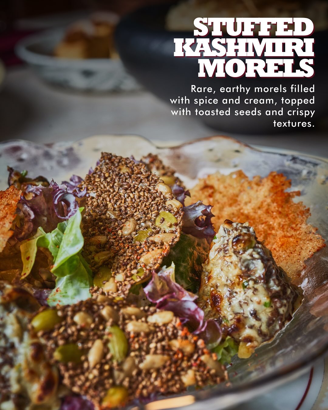 Delicate, earthy morels filled with spiced cream, paired with crunchy sunflower seed crisps and fresh greens. It’s complex, nutty, and beautifully balanced — a rare vegetarian dish that surprises even the most seasoned palates. Part of our Bangkok-exclusive Gold Menu and one of the most requested dishes by our chefs.
📍 Now open at Park Plaza Hotel, Sukhumvit Soi 18
📞 Call: 026587077
🇮🇳 From the streets of Delhi to the heart of Bangkok, our heritage has found a new home—one bite at a time. 🇹🇭
#DaryaganjBangkok #GoldMenuOnlyInBangkok #StuffedMorels #KashmiriCuisine #VegetarianLuxury #IndianFineDining #RareIngredients #NorthIndianFlavors #ModernIndian #BangkokRestaurants #MushroomLovers #CrispyTextures #ChefRecommended #ExclusiveDish #SpiceAndSoul