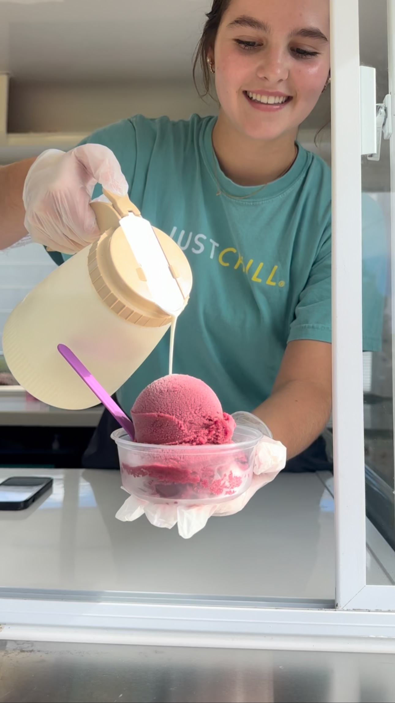 Sweet cream is just two simple ingredients.β¨ Heavy cream and sugar! Perfect addition on any of our ices π thank you @morganbnsn π€