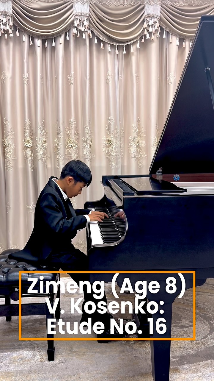 Snippets of Etude No. 16 by V. Kosenko, performed by Zimeng (Age 8). Only 1.5 years into his piano journey and already a 1st place winner at BCCM Music Festival. 🤩🎹🏆