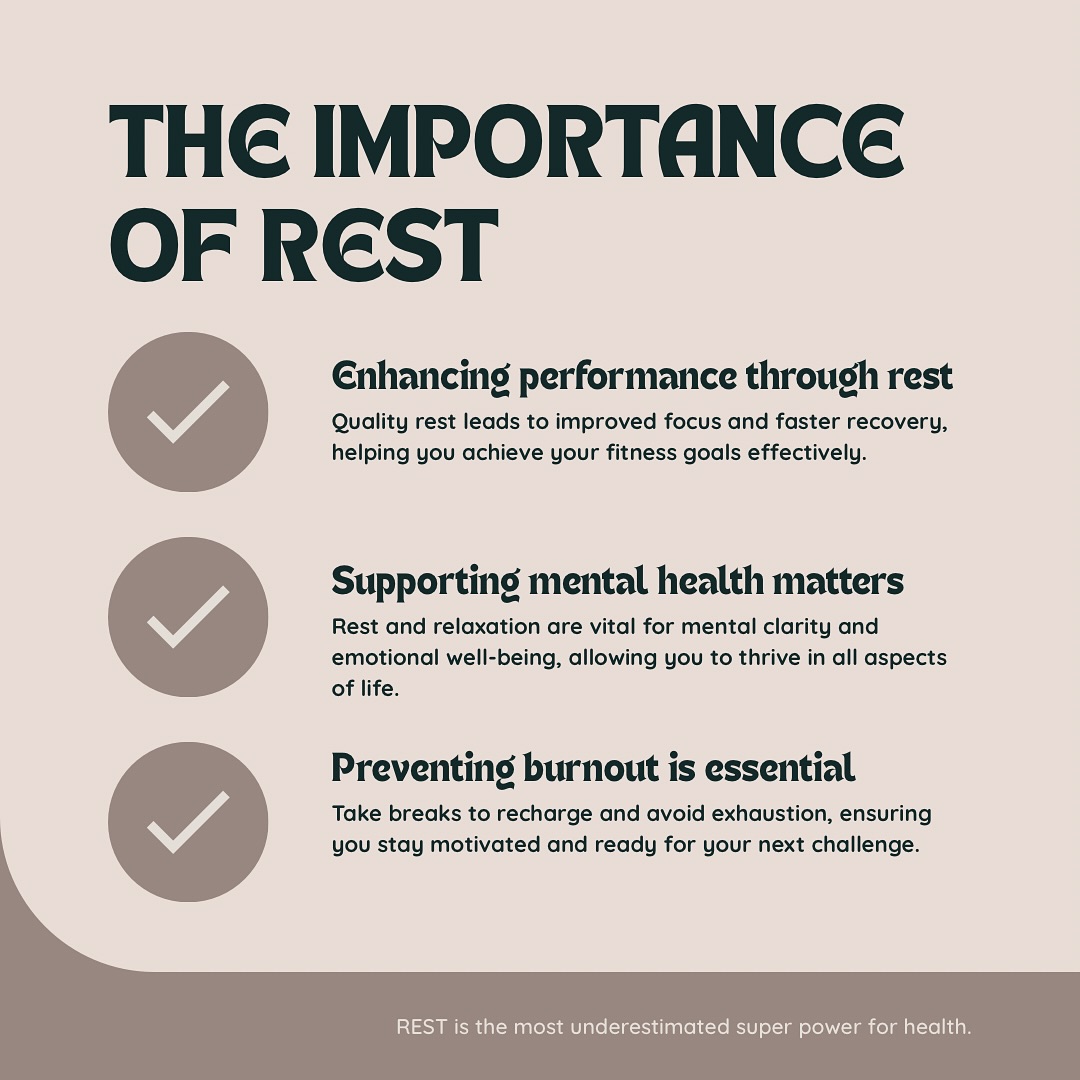 An important component of health (for overachievers, perfectionists and self-critical women) is rest.
And sometimes, it’s the one they have most trouble with.
I see it with my clients all the time.
Rest for active women is a non-negotiable if you want long-lasting results.
Because rest is vital not only for physical recovery but also for mental well-being.
When women engage in regular physical activity, their bodies undergo stress and micro-injuries that require time to heal, especially as we get older. Without sufficient rest, the risk of injury increases, performance can suffer and overwhelm/burnout occurs.
Rest days allow muscles to repair, rebuild, and strengthen. Proper rest helps to regulate hormones, maintain energy levels, and boost the immune system.
Mental rest is also essential.
Constantly pushing oneself can lead to burnout and fatigue, impacting motivation and focus.
Taking time to relax and recover will promote a balanced life, allowing us to recharge emotionally and mentally.
This will show up -as better mood, reduced stress and cortisol levels, and enhanced overall quality of life.
Incorporating rest is not about not doing anything - it can be about lighter activities such as yoga, stretching, or nice walks.
Even sleeping a little longer , than having to wake up at 5am to get that workout done - even though you had a terrible night of sleep - that can make a huge difference.
Make rest a priority if you feel like your life is chaotic.
It is just as important as nutrition and training.
❤️,
Anna.
