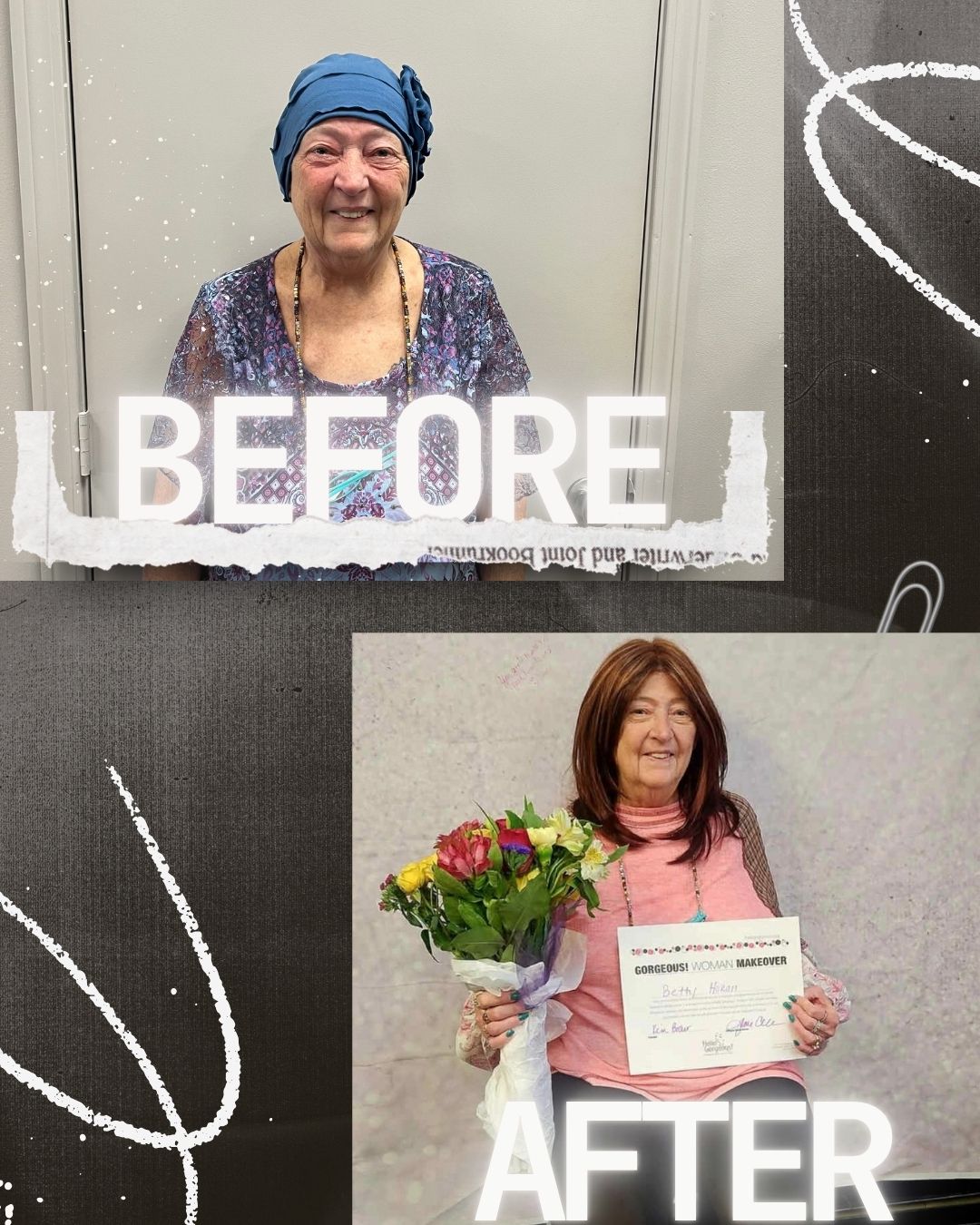 We were honored to celebrate a very special woman during our most recent Hello Gorgeous! makeover — Betty. Nominated by her lifelong friend and fellow Wining Woman, Edyie, Betty walked into our salon ready for transformation and left radiating strength, beauty, and joy.
Betty is currently battling bladder cancer that has recently spread to her lymph nodes. Despite the challenges she’s facing, her spirit is unwavering, and her heart is full — especially thanks to the incredible support system of her two sisters and her beloved Wining Women group.
She came in wanting to look completely different — and wow, did she ever! Inspired by none other than Shania Twain, Betty chose a long, vibrant red wig to surprise her husband with a bold new look. Her smile lit up the entire room.
We wrapped up her makeover day at Serventi’s on the Runway, who never fail to show up in a big way for our honorees. They treated Betty to a delicious lunch and continued the celebration with the same kindness and love that defines these unforgettable days.
Thank you, Betty, for trusting us to be part of your journey. You are fierce, fabulous, and forever gorgeous. 💄❤️ #hellogorgeous #cancermakeover #serventisontherunway #salontoday200 #top200salon