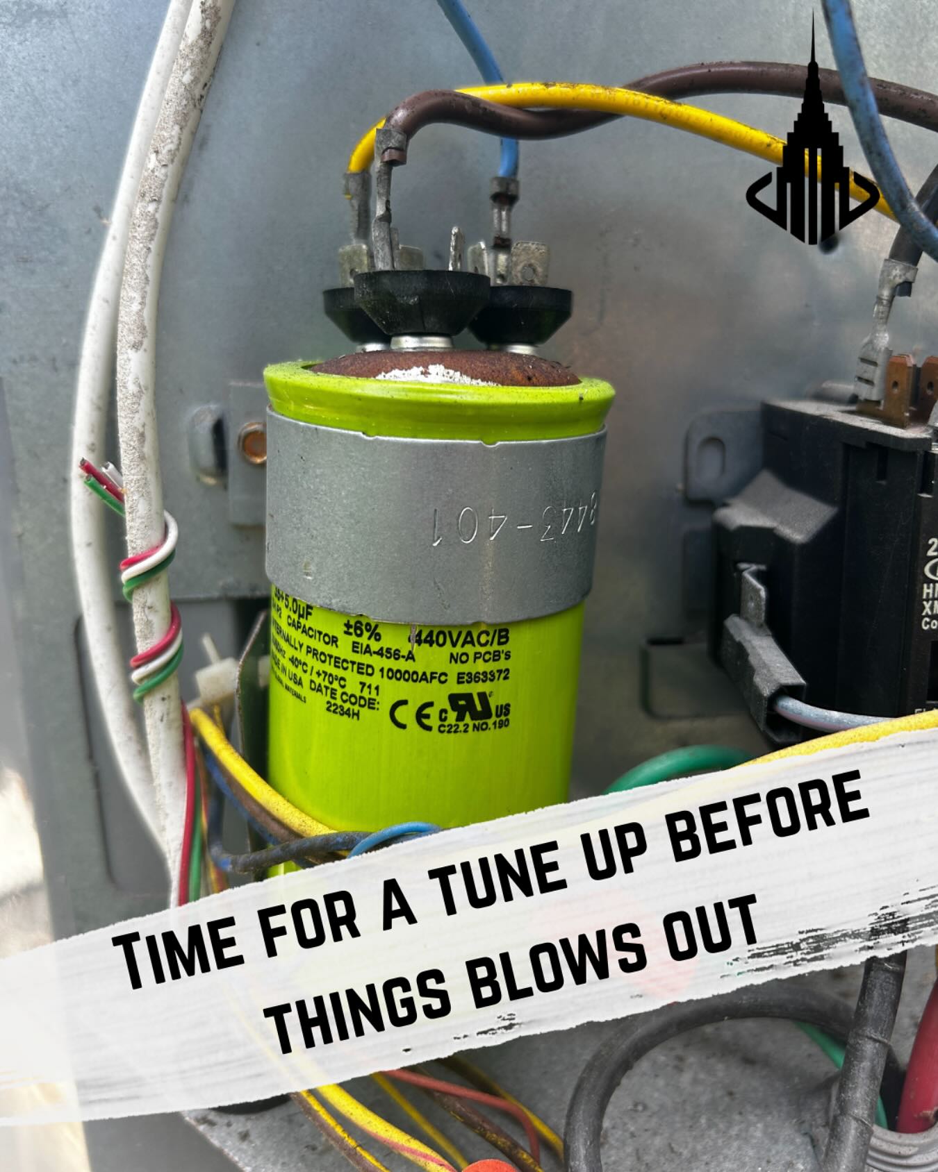 This capacitor didn’t sign up for this heat.☀️
That dome on top? It’s not a design feature — it’s a warning.
A swollen capacitor means your system is running on borrowed time… and when it fails, so does your AC.
In South Florida, waiting until it breaks =
❌No cold air on a 95° day
❌ Emergency service calls
❌ Higher repair costs
✅ Sweating like it’s 1974
Prevent that with routine maintenance from Empire AC.
We catch issues before your capacitor taps out and your living room turns into a sauna.
📍 Locally owned.
📆 Book your tune-up now — your capacitor will thank you later.
#EmpireAC #SouthFloridaHVAC #HVACMaintenance #CapacitorFail #NoMoreHotDays #PreventativeMaintenance #StayCoolFL #HVACTechTips #ACCheckupTime