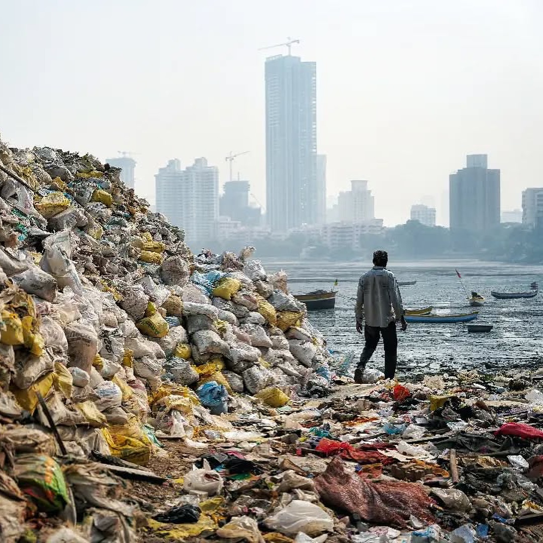 🔍What does progress really look like?
By Shreyas Bhosale (@___khatarnak___ )
In Worli Koliwada, beneath layers of broken concrete, a man crouches inside a tunnel, brick by brick shaping a city he may never fully belong to.
A few kilometres away, on the Dadar coast, the skyline sharpens against the haze. Skyscrapers rise, but so does the trash - plastic bags, industrial waste, the leftovers of convenience. And between it all stands a man, quiet, small against the enormity of what we’ve left behind.
Both moments hold a strange symmetry. One burrows into the earth. The other is surrounded by what we’ve piled onto it. And in both - it’s those living on the margins who carry the weight.
Climate change doesn’t arrive as breaking news. It seeps in - through rising tides, heat & negligence. It deepens cracks that already existed. And those cracks run right through lives like these.
This isn’t just about pollution. Or construction.
It’s about people. The ones who are always in the frame, but rarely the focus.
#impactsociety #visualstorytelling #peopleandplanet
#urbanvoices #theothersideofdevelopment
#climatejustice #everydayindia #invisiblelabour
#photodocumentary #storybehindtheframe