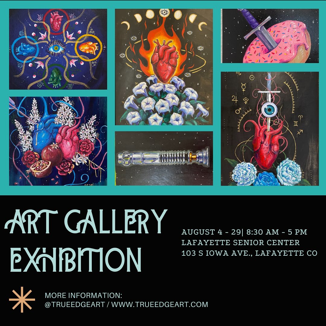 ⚔️✨Hey all super exciting news!!!! ✨⚔️
I will be having my second gallery exhibit this August! I’m thrilled to be hosted by the city of Lafayette at the Lafayette Senior Center! Please come by and check it out! All paintings will be for sale.
🖤⚔️🖤
@lafayettecolorado