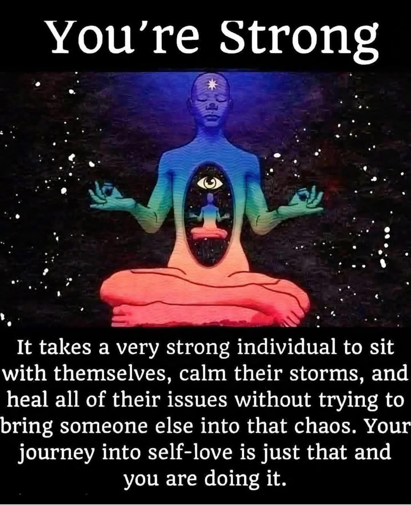 Most people spend their lives looking for distractions— to avoid the uncomfortableness of going within.
We can turn to others to share our pain, but ultimately, true healing can only happen when we are brave enough to sit alone in all of those feeling that we try so hard to run away from.
It doesn’t matter how much we run, or how much we talk about our problems with others. The problems still remain until we can learn to sit in the deafening silence of our emotions.
When we do this, although extremely uncomfortable at first, something magical happens; the uncomfortableness transmutes into freedom…
Freedom from fear, freedom from anxiety, freedom from that which keeps us small.
Be strong, be brave, and learn to sit in the feelings of uncomfortableness. You’ve got this!
#emotionregulation #emotions #sitwithit #gowithin #shadowwork #uncomfortableconversations #uncomfortable #emotionalintelligence #raiseyourvibration #5dconsciousness #newearth