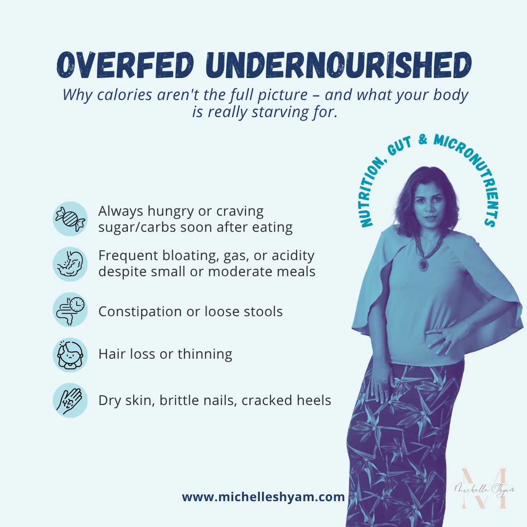 There was a time in my life when I was eating enough—in fact, more than enough. But somehow, I was always tired. I couldn’t focus. My skin felt dull. My hair was thinning. Climbing stairs felt harder than they should. And emotionally, I was constantly swinging between irritability and exhaustion.
I was overfed… but deeply undernourished.
It took me years (and a complete mindset shift) to understand that food isn’t just about calories.
It’s information. It’s fuel. It’s medicine.
You can be eating plenty—and still be missing the critical nutrients your body, brain, hormones, and metabolism need to function.
This is one of the biggest lessons I carry forward into my work as a nutrition and fitness coach today.
When I create nutrition plans—whether for weight loss, muscle gain, healing, or energy—I don’t just look at the calorie count.
I look at nutrient density, micronutrient coverage, and metabolic healing.
That’s why even within the first 4 to 6 weeks of my programs, my clients begin to feel the difference—even before the number on the scale changes:
Better sleep
Less bloating
Sharper focus
Stable energy
Happier mood
Fewer cravings
Because when your body is nourished, it begins to trust you again. It stops holding on to fat for survival. It becomes efficient, responsive, and vibrant.
So how do you know if you're overfed but undernourished?
I’ve compiled 40 signs that could be pointing to it — across your sleep, mindset, hormones, digestion, fitness, and more.
If you're nodding your head as you swipe through them, you're not alone. Most people don’t realize how widespread this is.
👉 Check your score. Count how many apply to you.
And comment below with your number.
If your score is 10 or more, it's time to stop guessing and get a plan that works with your body, not against it.
Sync with me. Let’s build a plan that doesn't just cut calories — but restores your nutrition, energy, and self.
You don't have to feel like this forever.