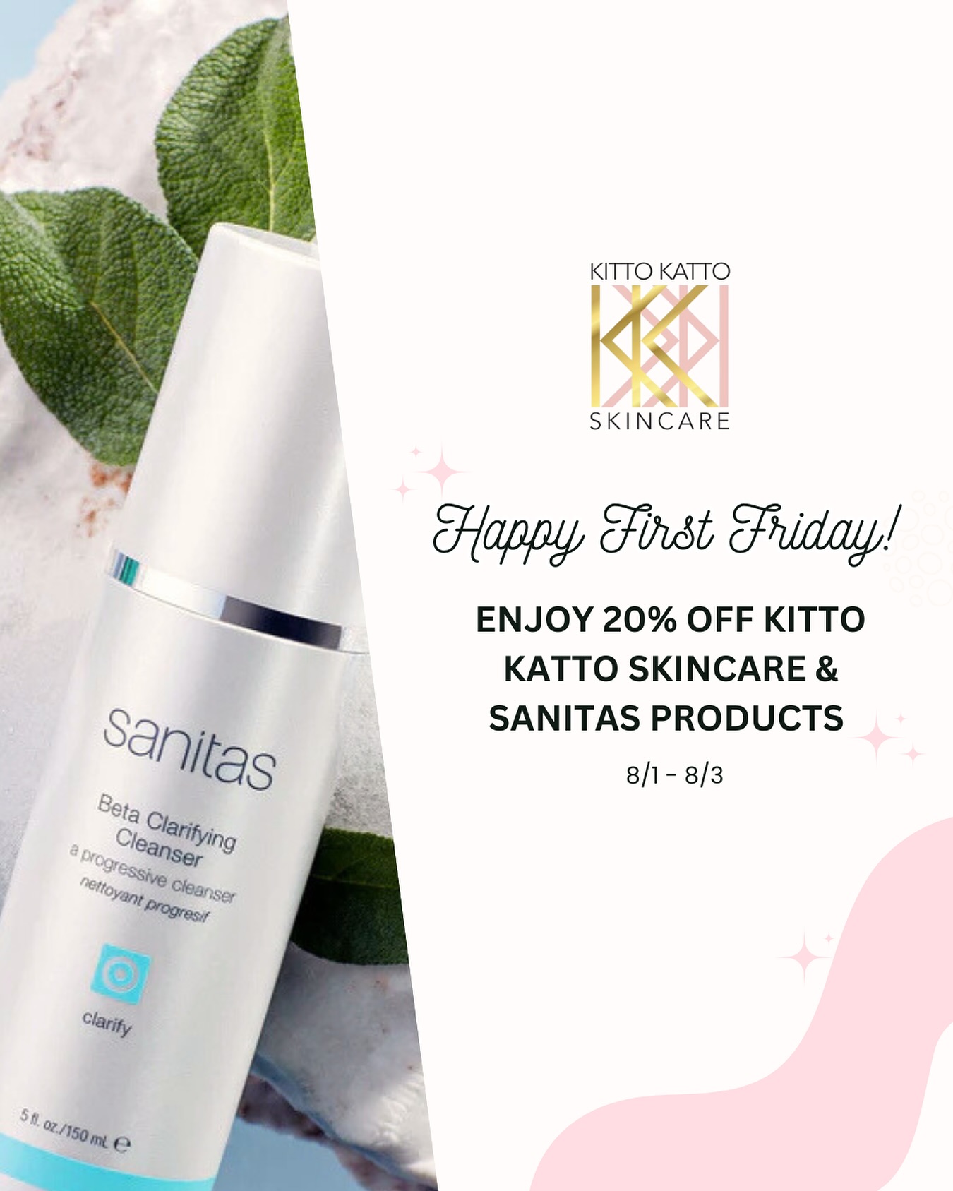 Happy First Friday & Happy August 💙
This weekend ONLY we’re offering 20% off all Sanitas and Kitto Katto Skincare products! Shop online or in store
#denveresthetician #denvermedspa #denverlocalbusiness