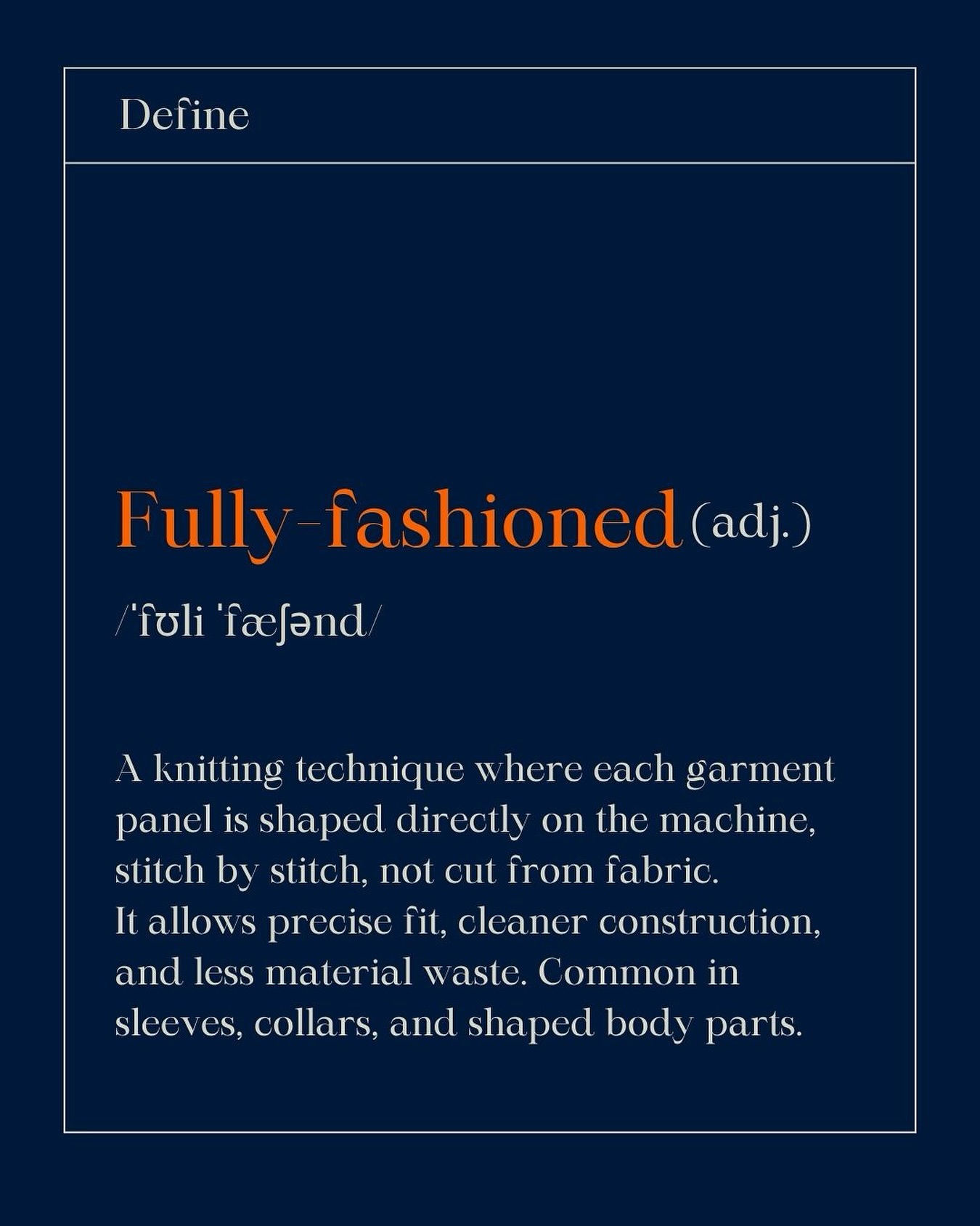 KNIT GLOSSARY — Fully-fashioned (adj.) 🧵
/ˈfʊli ˈfæʃənd/
A fully-fashioned piece isn’t cut from fabric — it’s shaped directly on the knitting machine, stitch by stitch.
That means cleaner construction, less waste, and a more precise fit.
It’s a smart, sustainable choice — and a standard in high-quality knitwear.
Want your next design to feel as good as it looks? Fully-fashioned is a good place to start.
#KnitGlossary #KnitKnowHow #FullyFashioned #KnitwearTechniques #MadeInItalyKnitwear #KnitwearEducation #SlowFashionTools #KnitwearProduction #PrivateLabelKnitwear #FromSketchToStitch #MidaTessile #SmartFashionChoices #KnitwearTerminology