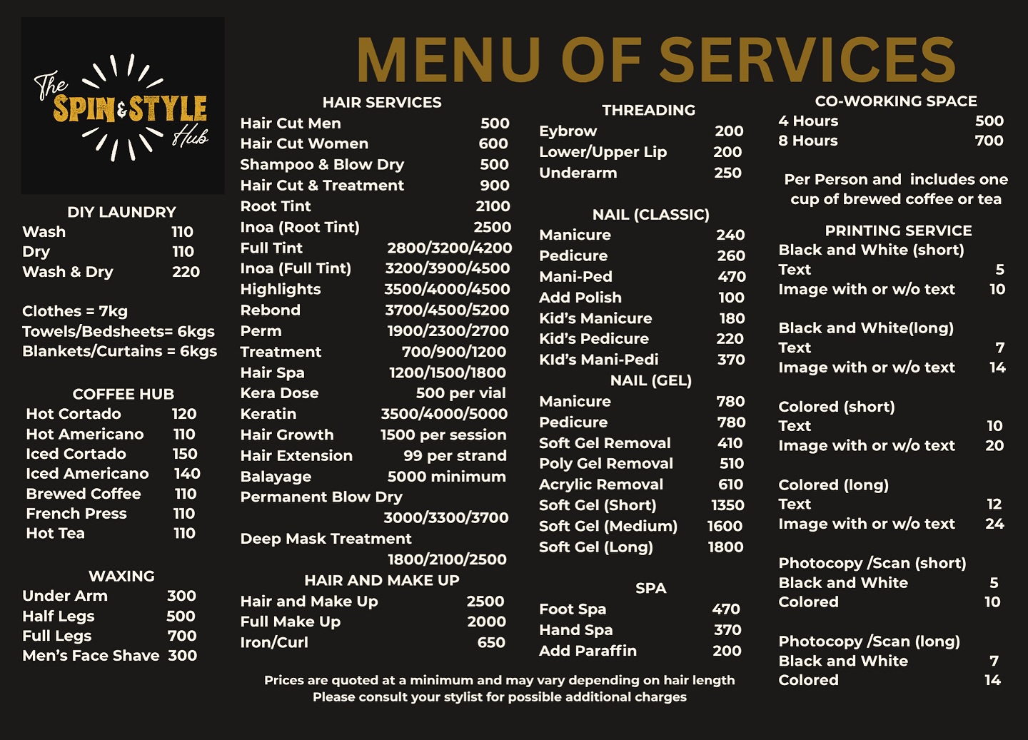 New month, new rates!
Starting August 1st, our updated pricelist is in effect to continue giving you quality service with the care you deserve. Thank you for your continued support!
#TheSpinAndStyleHub #NewRates #SalonUpdate #FreshAugust