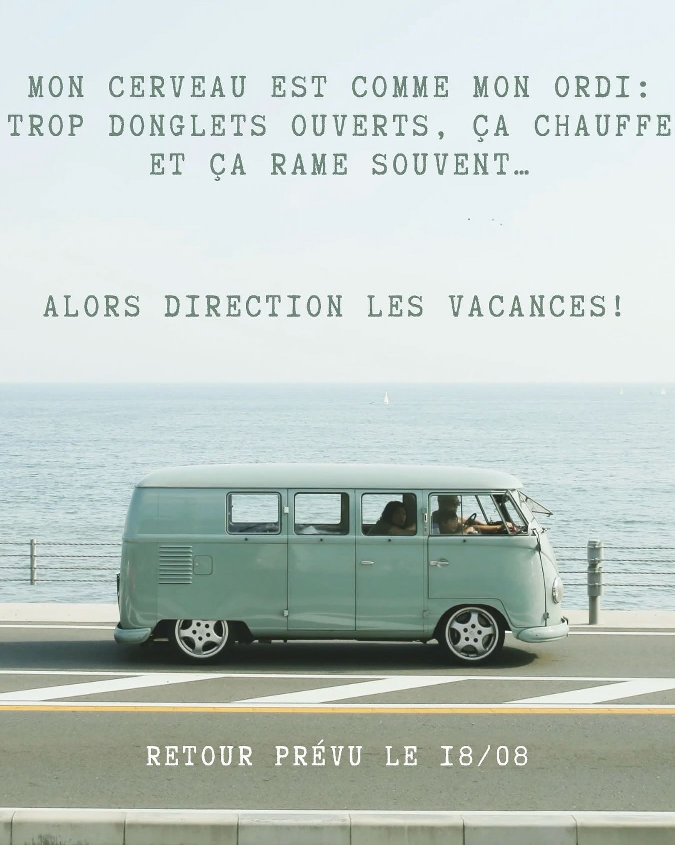😎 Pause estivale bien méritée 😎
Après une année bien remplie, sans véritable coupure depuis l’été dernier, il est temps pour moi de prendre du recul et souffler un peu.
Quand on est entrepreneure individuelle, partir en vacances, ce n’est jamais aussi simple que de poser ses congés… l’entreprise reste toujours un peu dans un coin de ma tête… même derrière mes lunettes de soleil.
Mais cette année, j’ai décidé de m’accorder une vraie pause, pour me ressourcer, ralentir le rythme… et revenir pleine d’énergie !
On se retrouve donc le 18 août.
D’ici là, je reste joignable pour les urgences… mais si on m’oublie ça m’arrangerait 😊 (et oui, je ne peux pas déconnecter complètement, on ne change pas quelqu’un qui veut satisfaire à tout bout de champ). Et les projets reprendront vraiment à mon retour.
Et attendant, ce soir c’est Gin To et tous les 15 jours à venir…+lecture…+rando…+guitare…+aquarelle…+baignade…+bricolages en retard…+puzzle chromatique offert à Noël et que je n’ai pas pris le temps d’entamer +…+…+… programme chargé, comme au boulot!
Bel été à toutes et à tous ! ☀️🌾