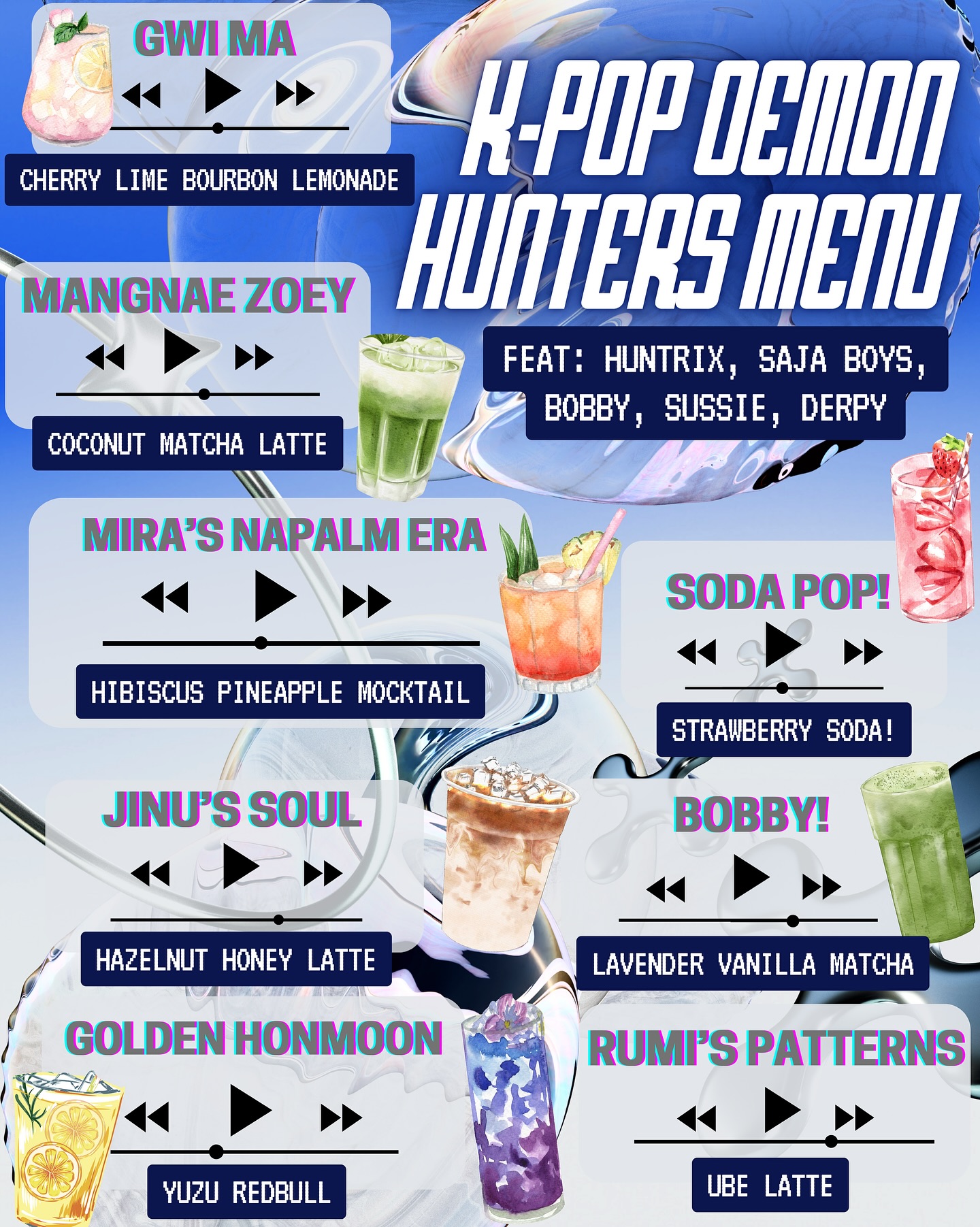 ✨💿 K-POP DEMON HUNTERS MENU IS HERE 💿✨
Every drink inspired by your favorite characters featuring Huntrix, Saja Boys, Bobby, Sussie & Derpy 🖤
✨Each drink is crafted for the ultimate idol slayer experience ⚔️
📅 August 16–17 | 11AM–5PM
📍Lava Coffee, Katy Asian Town
✨PLUS:
💿 Vendors with K-pop Demon Hunter merch!
🎶 Live DJ + movie showing
🍓Raffle with prizes & 25+ giveaways
🌸Photo card decorating, games + Photo Booth!
🎶 Now playing: your new favorite flavor.
#kpop #kpopdemonhunters #kpopdemonhuntersnetflix #popup #kpopevent #kpopevents #houstonevents #houstonpopupshop #houstonfoodscene #houstonfoodies #houstonfoodblogger #houstonfoodie #houstonfoodporn #houstoncoffee #houstoncoffeeshop #coffeeshop #coffee #jinu #rumi #katyasiantown #katyasian #lavacoffee #katyfood #katyfoodie #katyfoodies #bias #htx #htxevents #htxeats #houstoneats