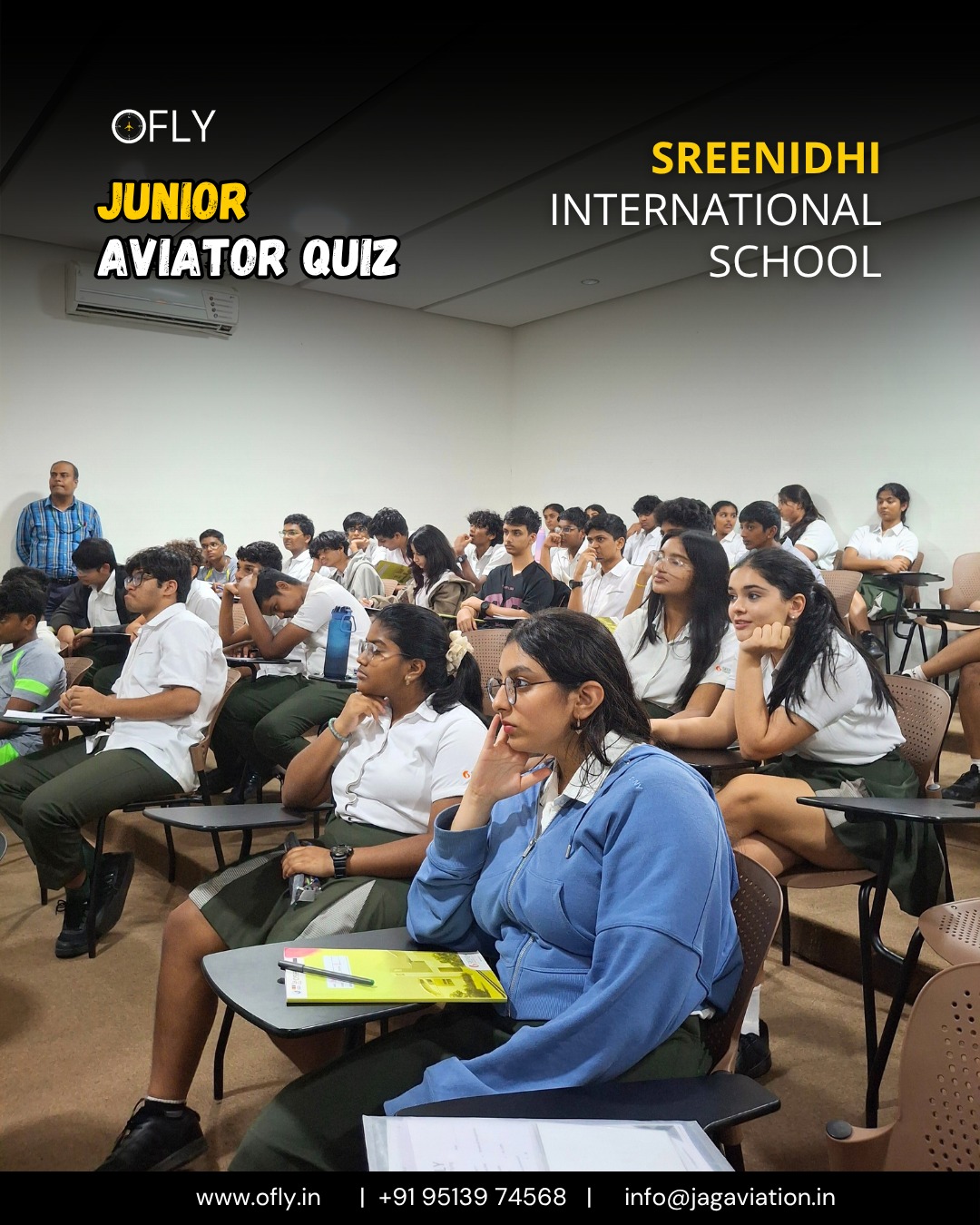 ✈️ On 30 July 2025, the skies above @sreenidhi_international_school, Hyderabad came alive with curiosity and ambition at the OFLY Junior Aviator Quiz! ⠀
⠀
From a hands‑on aviation awareness session to an electrifying quiz showdown, over 100 bright young minds explored the exciting career paths that the aviation world has to offer. Winners earned an exclusive experiential visit to a real aviation facility—turning dreams into possibilities. ⠀
⠀
Keep flying, explorers—we can’t wait to see where your curiosity takes you next.⠀
⠀
#JuniorAviatorQuiz #OFLY #SreenidhiInternationalSchool #Hyderabad #STEMEducation #FuturePilots #AviationAwareness #SoarHigher #SchoolEvent #AviationCareers #KidsInFlight ⠀
