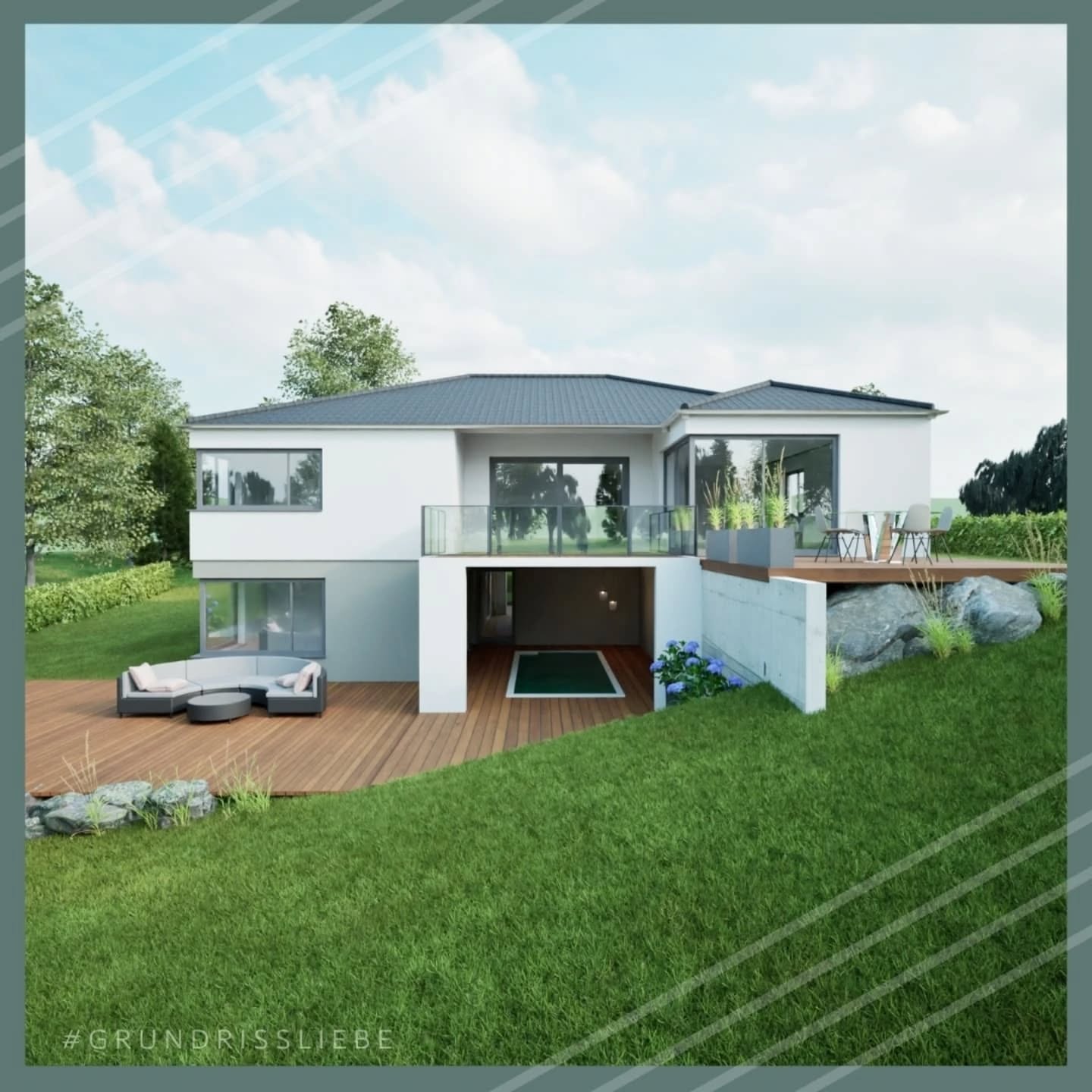 Ein Bungalow mit Hanglage - hier weiss ich nicht, was mir mehr gefällt 😅 offenes, großes Erdgeschoss mit Blick in den grossen Garten oder das Untergeschoss: Platz für einen kleinen Fitnessraum, Sauna und direkter Zugang zum überdachten Schwimm-Spa😍
Ich mag beides, und ihr?
#grundrissliebe #FertighausWeiss #Hausbau #freiePlanung #Grundriss #bungalow #walmdach #keller #Hanglage #Schwimmspa #Fitness #Sauna #Holz #holzständerbauweise