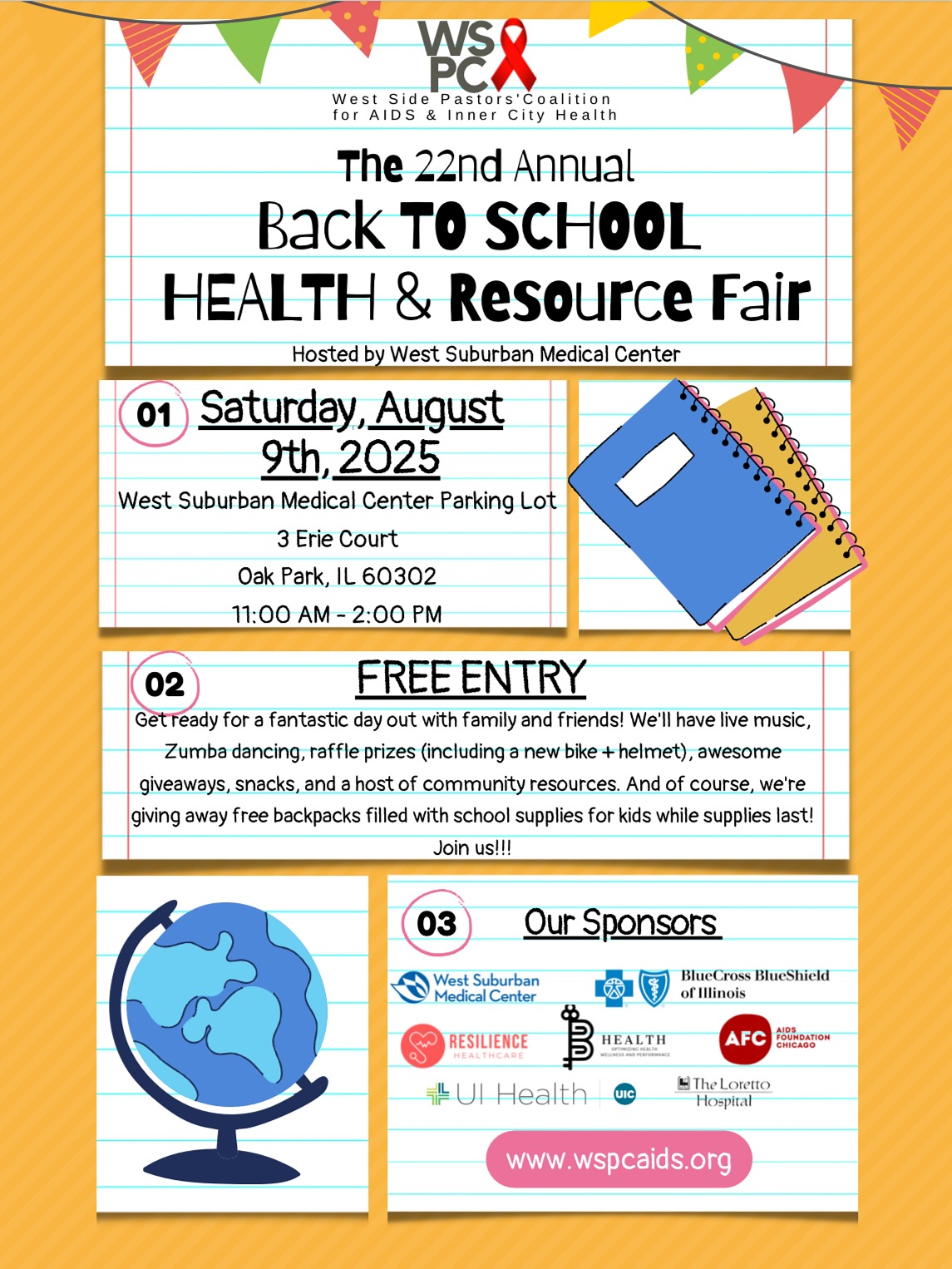 📚🎒 B-Health is proud to sponsor this year’s 22nd Annual Back to School Health & Resource Fair at West Suburban Medical Center!
We’re donating school supplies to help fill hundreds of backpacks for students in the Austin, West Side, and Oak Park communities of Chicago—and we’re also donating another brand-new bike + helmet for the raffle! 🚲🖍️
Come out for a fun, family-friendly day with live music, Zumba, snacks, giveaways, and free backpacks while supplies last!
📍 West Suburban Medical Center Parking Lot
📅 Saturday, August 9, 2025
🕚 11 AM – 2 PM
🎟️ Free Entry
#BHealth #BackToSchool #CommunityCare #WestSideChicago #AustinNeighborhood #SchoolSupplyDrive #OakParkEvents #HealthAndResourceFair