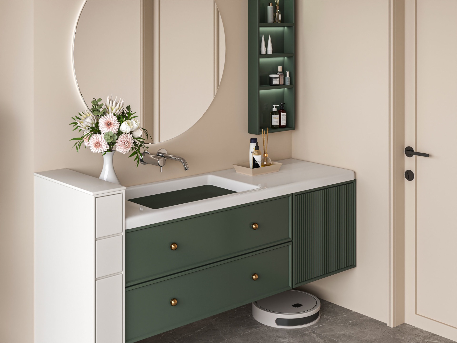 This custom vanity was designed to perfectly maximize my client’s space with clean lines, built-in storage, and a modern touch. I used fluted wood details, a marble-look counter, and soft matte finishes to bring both function and beauty to this compact bathroom.
DM me for Inquiries 📩
#interiordesigners #torontodesign #northyorkinteriors #customvanity #modernbathroom #flutedcabinetry #bathroomdesıgn #smallspacedesign #3drendering #angeldesigninc #torontohomes #vanitygoals