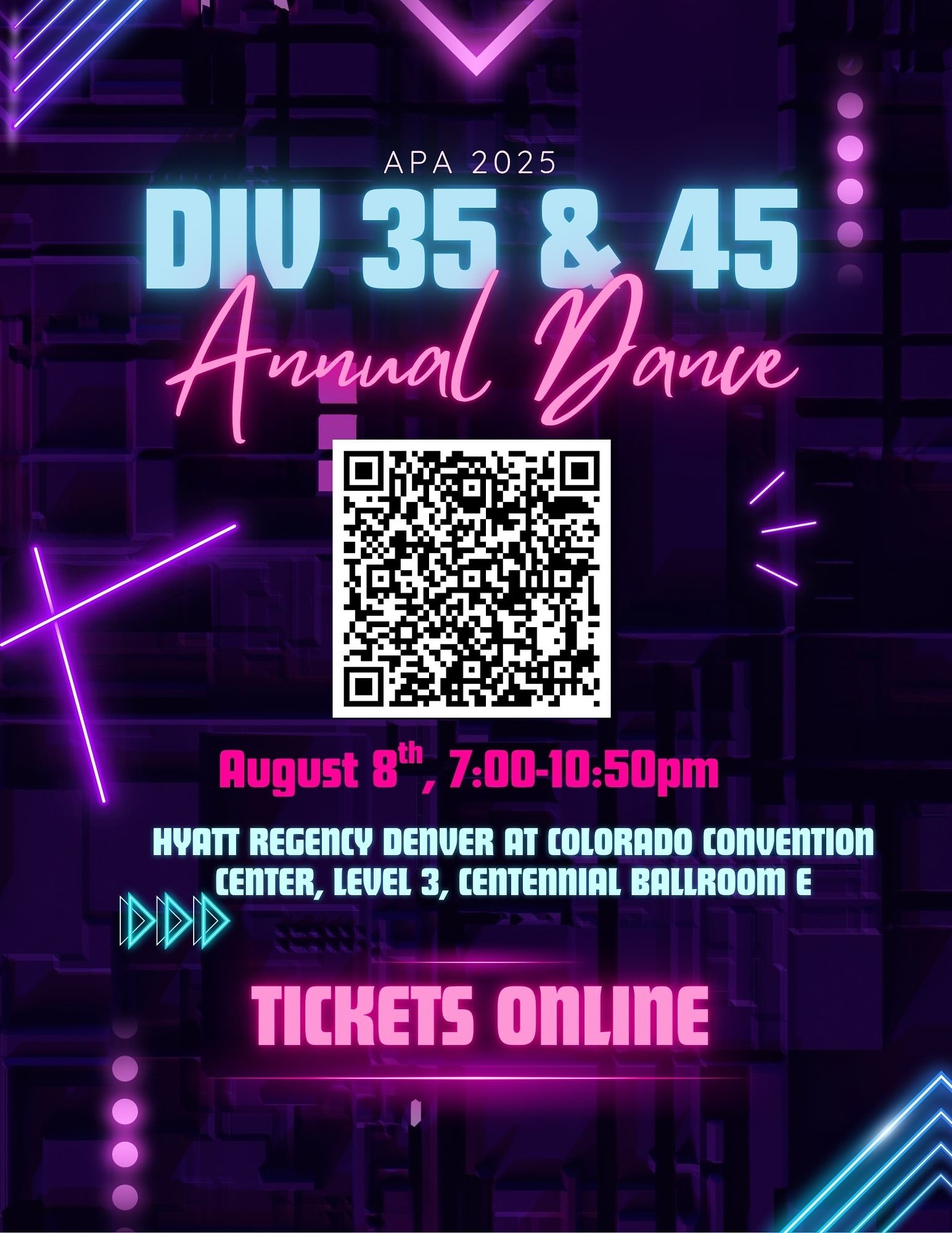 It’s not too late to get tickets for tonight’s dance! Get ready to groove the night away with fellow psychology enthusiasts at the Hyatt Regency Denver at Colorado Convention Center, Level 3, Centennial Ballroom E. It’s time to put on your dancing shoes and show off your best moves on the dance floor. Join us for a night of fun, music, and great company. Don’t miss out on this exciting event! #apa2025 #americanpsychologicalassociation #apadiv35 #psychology