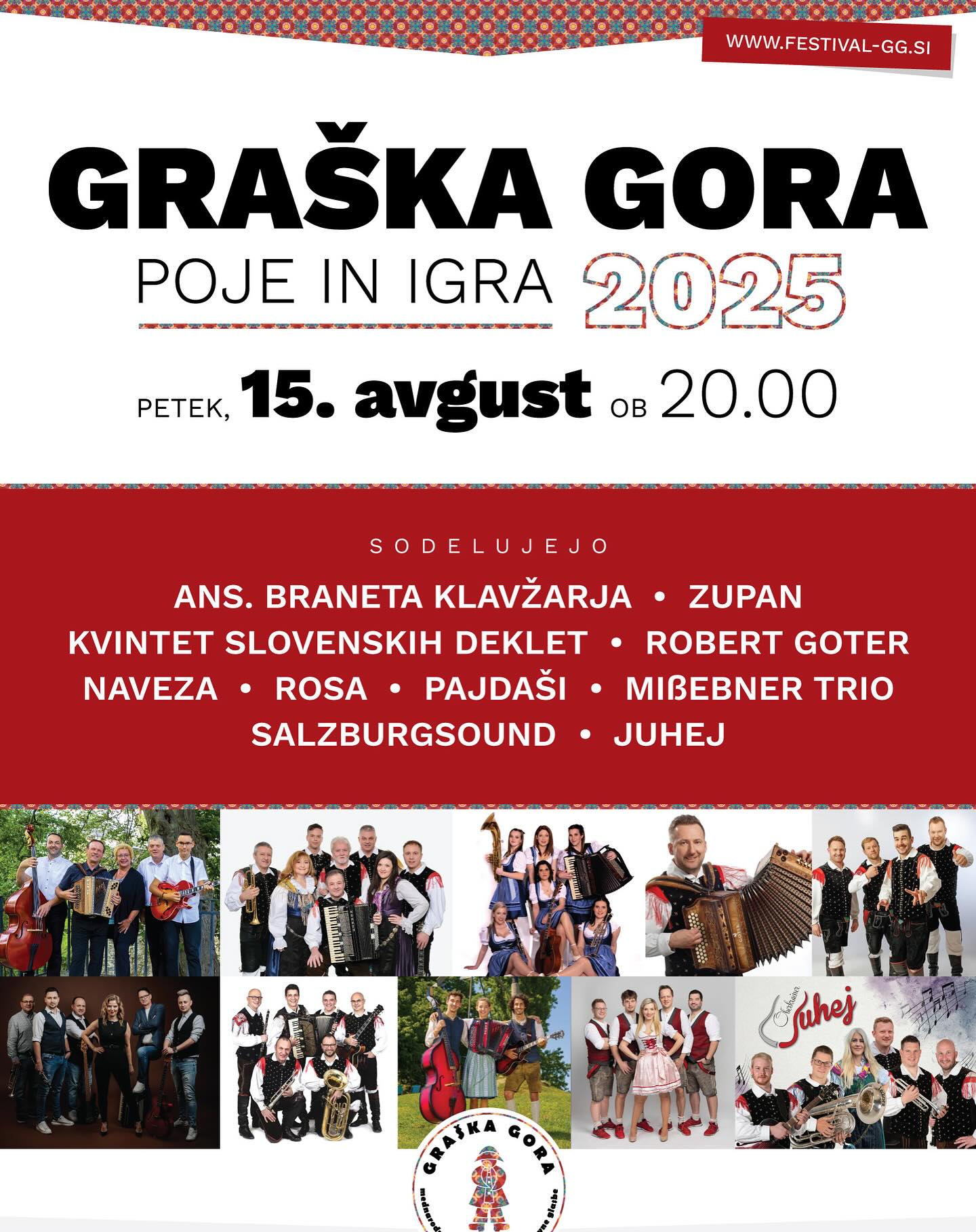 Naslednji petek, 15.8.2025 ob 20.00 uri vas vabimo na GRAŠKO GORO, kjer se bo pelo in igralo! 🎶
Poleg odličnih ansamblov, bomo nastopile tudi me! 🫶🏻
Veselimo se vaše družbe! 💙