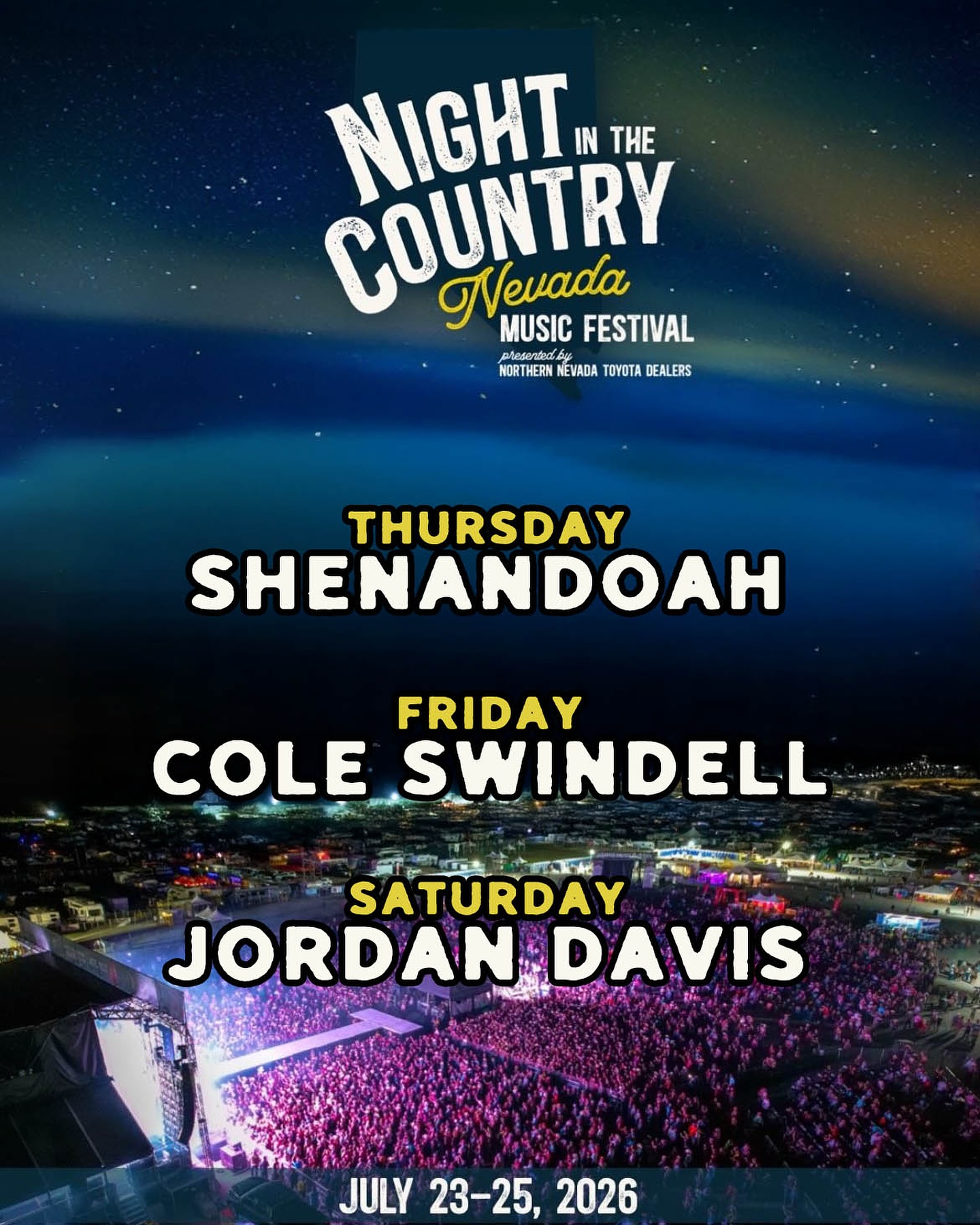 Just announced! We will be joining @coleswindell and @jordandavisofficial for @nightinthecountrynv 2026!
