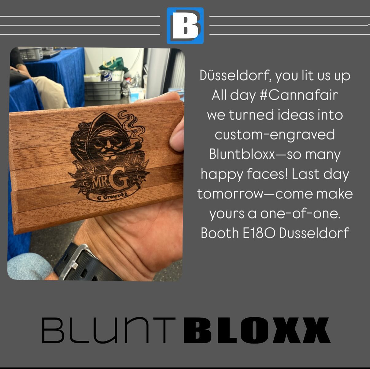 #Cannafair #Düsseldorf #ArealBöhler #Bluntbloxx #420Vibes #LaserEngraving #CustomMade #WalnutWood #StackInStyle #WeedTech #PersonalizedGift #420