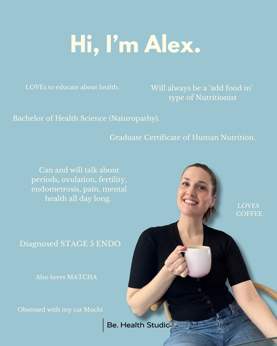 If you’ve ever been told that that period pain is normal or there is nothing that can be done for you..
Same.
I’m Alex. These things have been said to me too. And I’m here to tell you it’s not normal.
Here is a little about me, so you can get to know a little about me 💕. It’s why I love this work, and how I can help.
#naturopath #nutritionist #endometriosis #adenomyosis #fertility #wellness #guthealth #womenshealth