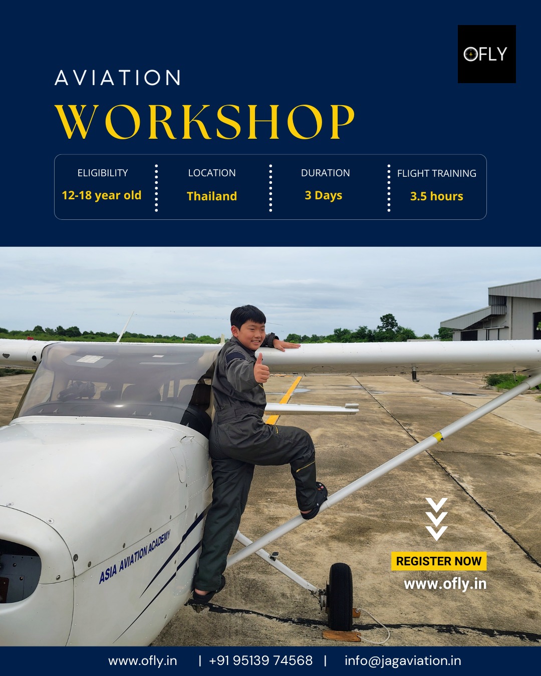 ✈️ Turn Your Aviation Dreams into Reality! 🌍
Join our International Aviation Workshop – 3 days of expert-led theory sessions PLUS 3.5 hours of real flying experience in Thailand! 🚀
📅 Dates: 15–17 September
⏳ Register by: 28 August
🔗 Book Now: ofly.in/international-aviation-workshop
Seats are limited – secure yours before they take off! 🛫✨
#OFLY #InternationalAviation #PilotDreams #AviationWorkshop #FuturePilots #LearnToFly