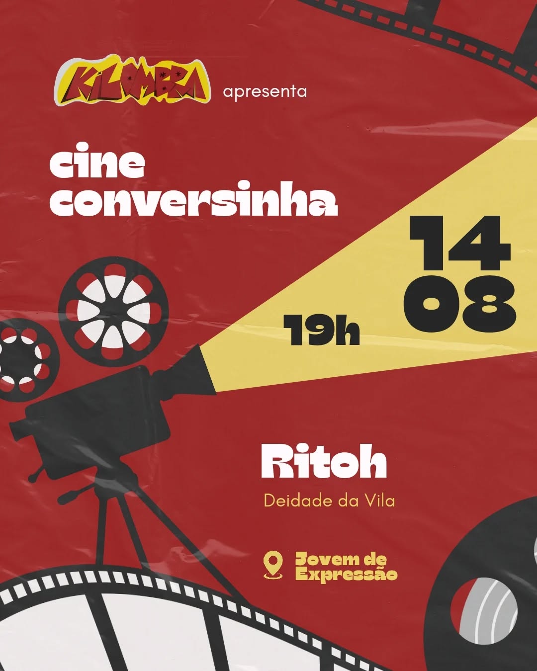 🎬 Quinta é quase sexta e já tem rolê dos bons! Vem pro Cine Conversinha! 🗣️
Se você curte cinema, uma boa conversa e ainda garimpar uns achadinhos, seu lugar é com a gente!
Nesta quinta-feira (14/08), a partir das 19h, a Kilombra Filmes e o Jovem de Expressão te convidam para uma noite especial.
O que vai rolar?
▪️ Exibição do filme "Ritoh" dos diretores Deidade da Vila e Grijo.
▪️ Um filme surpresa pra deixar todo mundo na expectativa!
▪️ Um debate aberto pra gente trocar ideia sobre as obras.
▪️ Brechó com peças únicas pra você se apaixonar.
Chama a galera, compartilha esse post nos seus stories e vem curtir com a gente!
📍 Onde? Jovem de Expressão
⏰ Quando? Quinta, 14 de agosto, às 19h.
A gente se vê lá! 😉
#CineConversinha #RolêCultural #CinemaBrasileiro #Debate #BrechóSustentável #JovemDeExpressão #KilombraFilmes #OQueFazerNaCeilandia