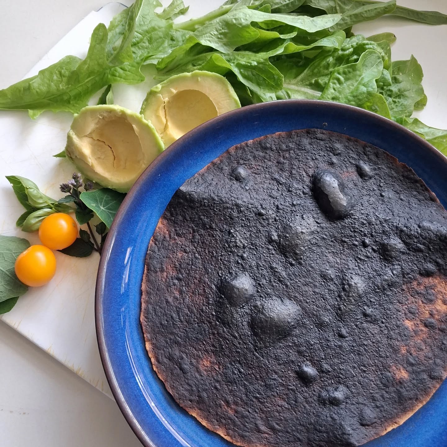 Oops.
"I'll just pop that under the grill to warm through while I pop and pick some lettuce from the garden..." I said.
Then got distracted by the butterflies... 🤣🤣🤣
#nickoftime #saladlunch #wherewasi #idratherbegardening