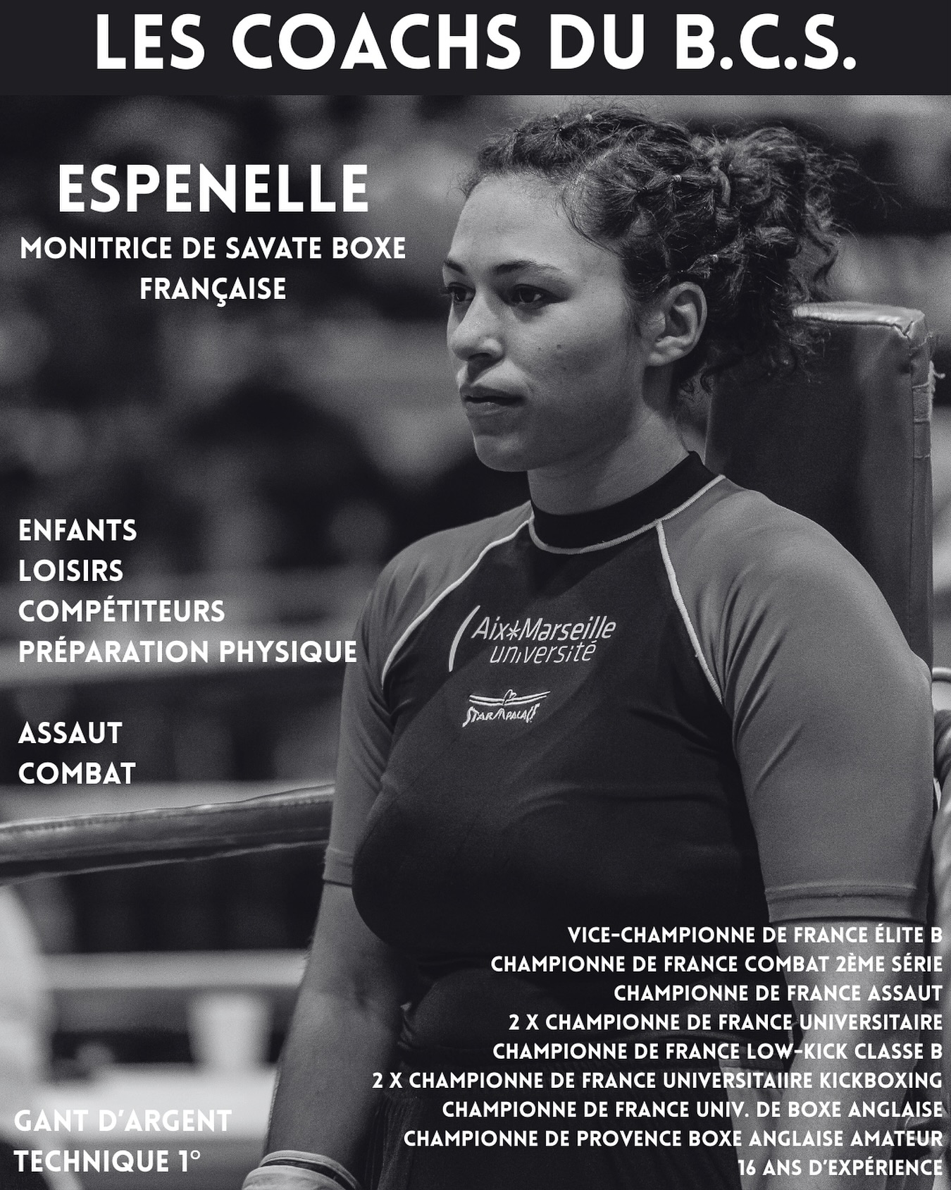 Découvrez Espenelle, coach passionnée et compétitrice du Boxing Club Savasson, prête à vous guider sur le ring comme dans l’effort !