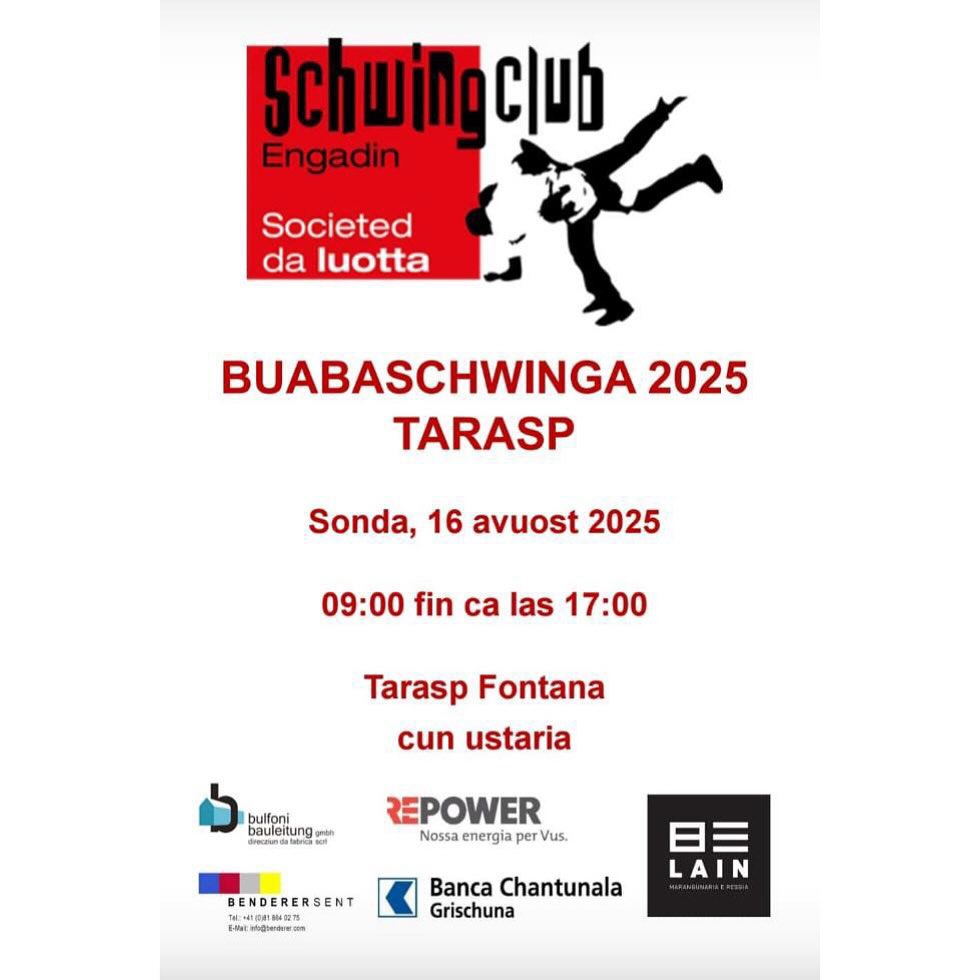 Nach 2023 findet das alljährliche Engadiner Buabaschwinga diesen Samstag erneut in Tarasp statt. Vor der malerischen Kulisse des Unterengadins messen sich die Bündner Jungschwinger – darunter auch einige des gastgebenden SC Engadin – der Jahrgänge 2010 bis 2017 mit Gästen aus der Innerschweiz. Einheimischen wie Feriengästen ist der kostenlose Besuch des Anlasses in Tarasp Fontana ans Herz gelegt. Es wird eine Festwirtschaft betrieben.
📸: Veranstalter (letzte Austragung in Tarasp 2023)
#Schwingen #Tradition #Graubünden #Tarasp #Scuol #Engadin @engadinscuolzernez @gkb.ch @repowerschweiz