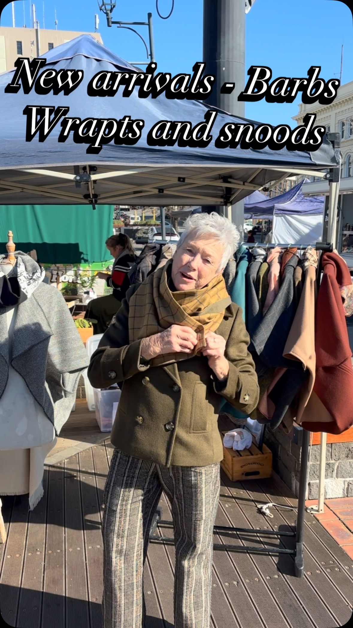 New arrivals instore only Barbs button wraps and snoods
BUTTONED SCARF (shown how to wear in picture)
merino lined winter scarf using fabric mediums (wool blend coating, wool suiting etc)
Stacked buttons and a buttonhole to secure scarf
#locallymade #merinowool #southcanterbury #thebluehare #countrystyle #country