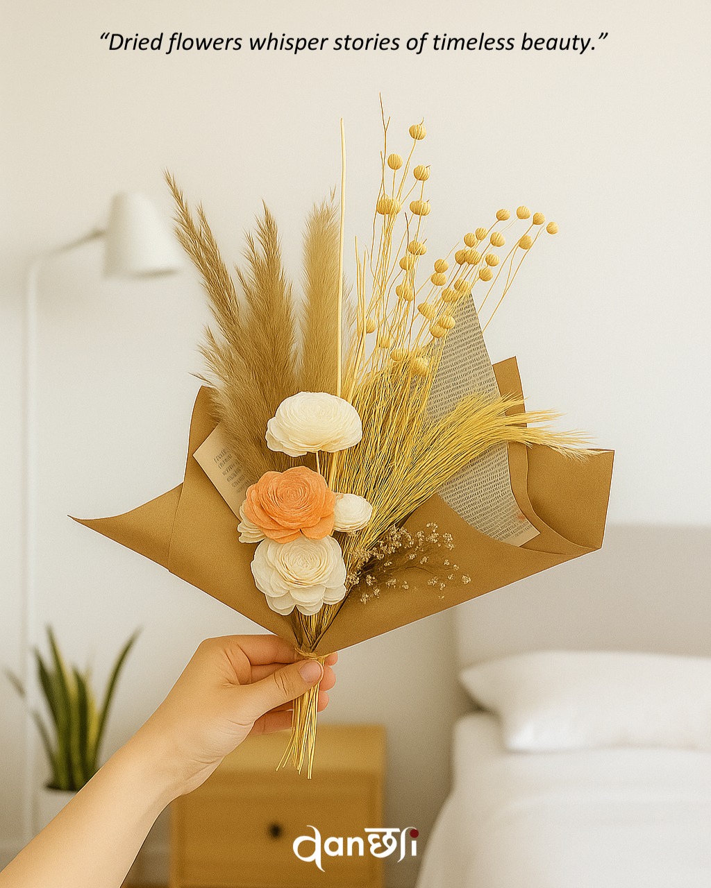🌸 Forever in Bloom 🌸
Fresh flowers fade, but Vanchai dried bouquets stay by your side — carrying the charm of nature in its most timeless form. 🌿
Handcrafted with love, wrapped in earthy tones, and styled for every mood — from your minimal interiors to your special moments. 💛
Because beauty doesn’t always need an expiry date. ✨
#Vanchai #driedbouquet #ecochicdecor #sustainableliving #foreverblooms