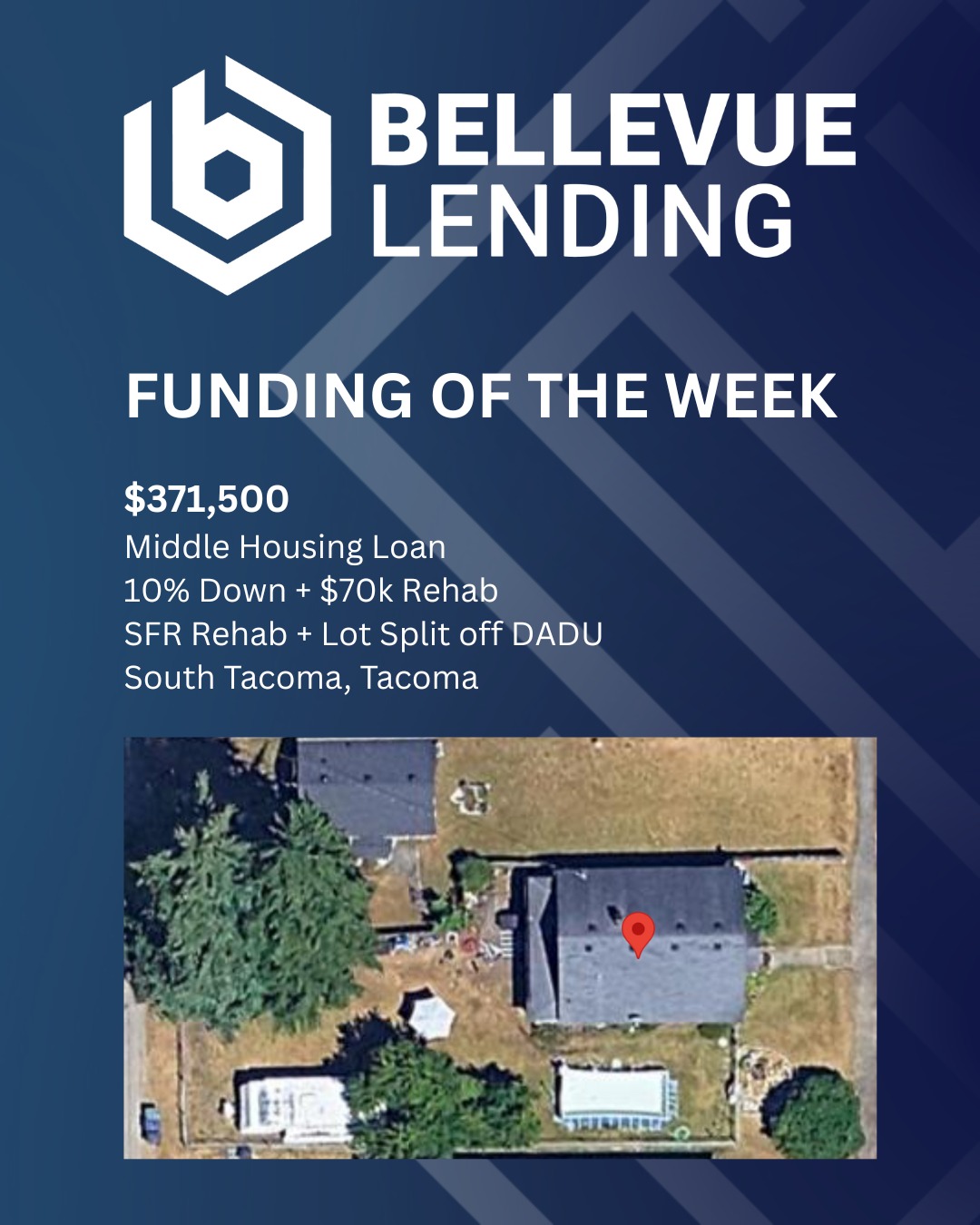 Funding of the Week
$371,500
Middle Housing Loan
South Tacoma, Tacoma
This Bellevue Lending borrower is a very successful OFFmarket Wholesaler that has done dozens and dozens of transactions with us this decade.
When he got this (see picture 👇) 2 structure on 1 parcel seller under contract in this South Tacoma neighborhood he decided he wanted this one for himself with it having the upside of hashtag#MiddleHousing, 2 unit subdivide exit strategy.
With him borrowing often with Bellevue Lending and executing his strategies and seeing the upside as well, we customized a low down 10% down with an Assignment Fee paid for his operations, and 100% of the 2 structure $70,000 total rehab budget.
www.bellevuelending.com
Sales@bellevuelending
425-999-4480
#creatingmorehousing
#lotsplit
#workwithwholesalers
#middlehousingloans
#moresupply
#affordableownership