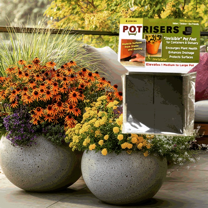Time for a midsummer refresh to your patio and garden containers! Potrisers are the simple, smart way to lift your planters and statuary for better drainage, air circulation, space for drip lines, and a clean aesthetic look. Elevate your planters with Potrisers!
SHOP LOCAL
Did you know you can find Potrisers at hundreds of local nurseries, garden centers, and other retailers across the United States?
Here are a few of the amazing stores where you can find Potrisers products:
Outdoor Accents
Central Florida (multiple locations)
outdooraccentsofflorida.com
Southwest Wholesale Nursery
2220 Sandy Lake Road
Carrollton, Texas
southwestnursery.com
Sloat Garden Center
California - Bay Area (multiple locations)
sloatgardens.com
Pottery Planet
Northern California (multiple locations)
potteryplanet.com
Swansons Nursery
9701 15th Ave NW
Seattle, WA
swansonsnursery.com
Get Potrisers today and support your local home and garden store—your plants, and your patio, will thank you!