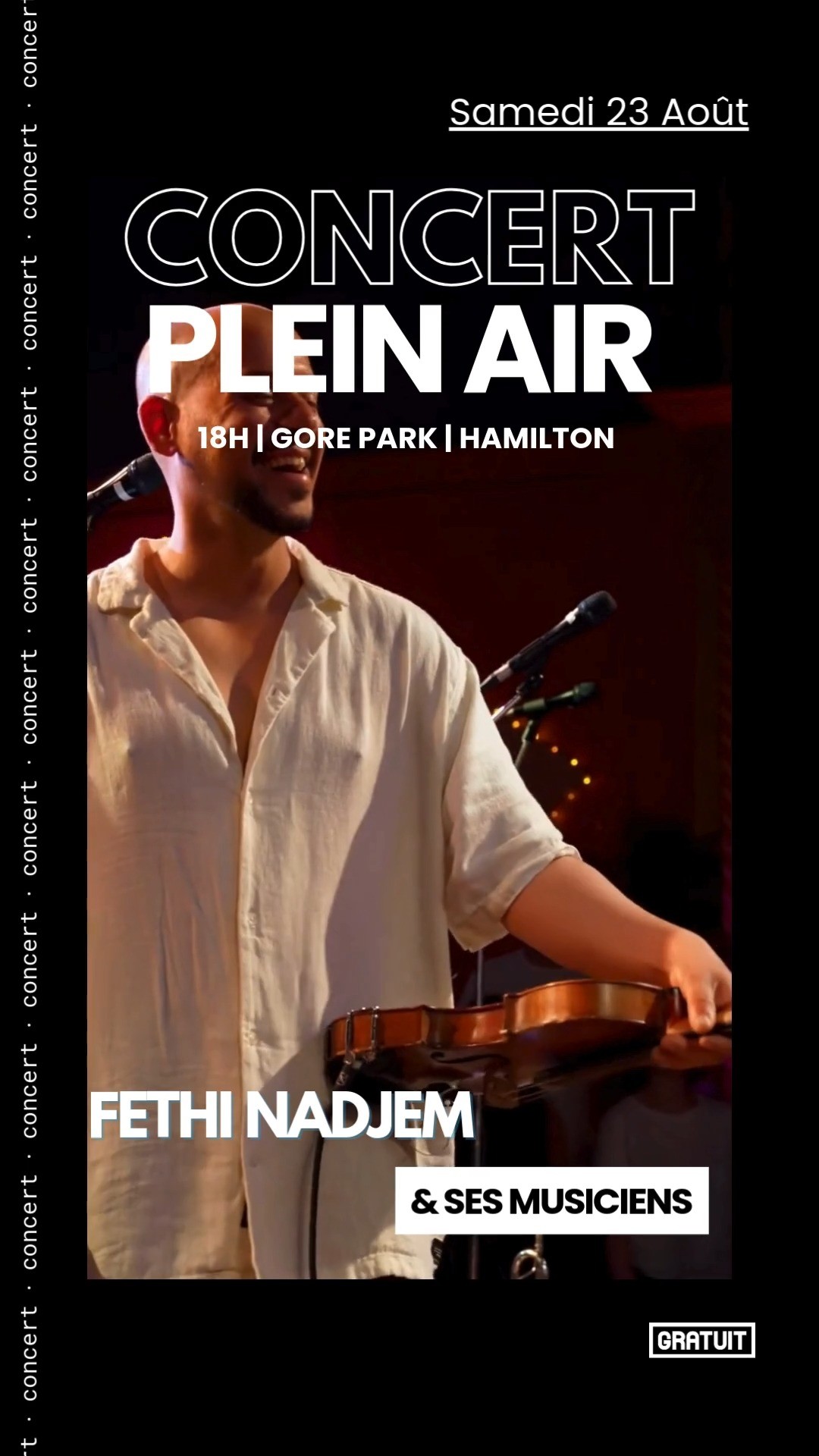 ANIMATION ARTISTIQUE DE LA LIGNE BLEUE !
đ„ Hamilton, prĂ©pare-toi !
Fethi Nadjem invité a la FrancoFEST 2025 est de retour avec ses musiciens pour un concert explosif aux sonorités orientales
đ Gore Park â Samedi 23 aoĂ»t, 18hïżœAmbiance unique âą Ănergie festive âą Musique envoĂ»tante
On prolonge lâĂ©tĂ© en beauté⊠et tu ne veux certainement pas manquer ça!
@hamont_bonjour @cschniagara
@fethi_nadjem
#FethiNadjem #WorldMusic #OrientalBeats #LiveMusicHamilton #ConcertVibes #MusiqueLive #Francofest2025 #Francophonie #CultureHamilton #HamiltonEvents #FrancoCulture #CommunityVibes #SummerVibes #CelebrateSummer #ConcertEnPleinAir #OutdoorConcert #HamiltonSummer #AmbianceĂtĂ©