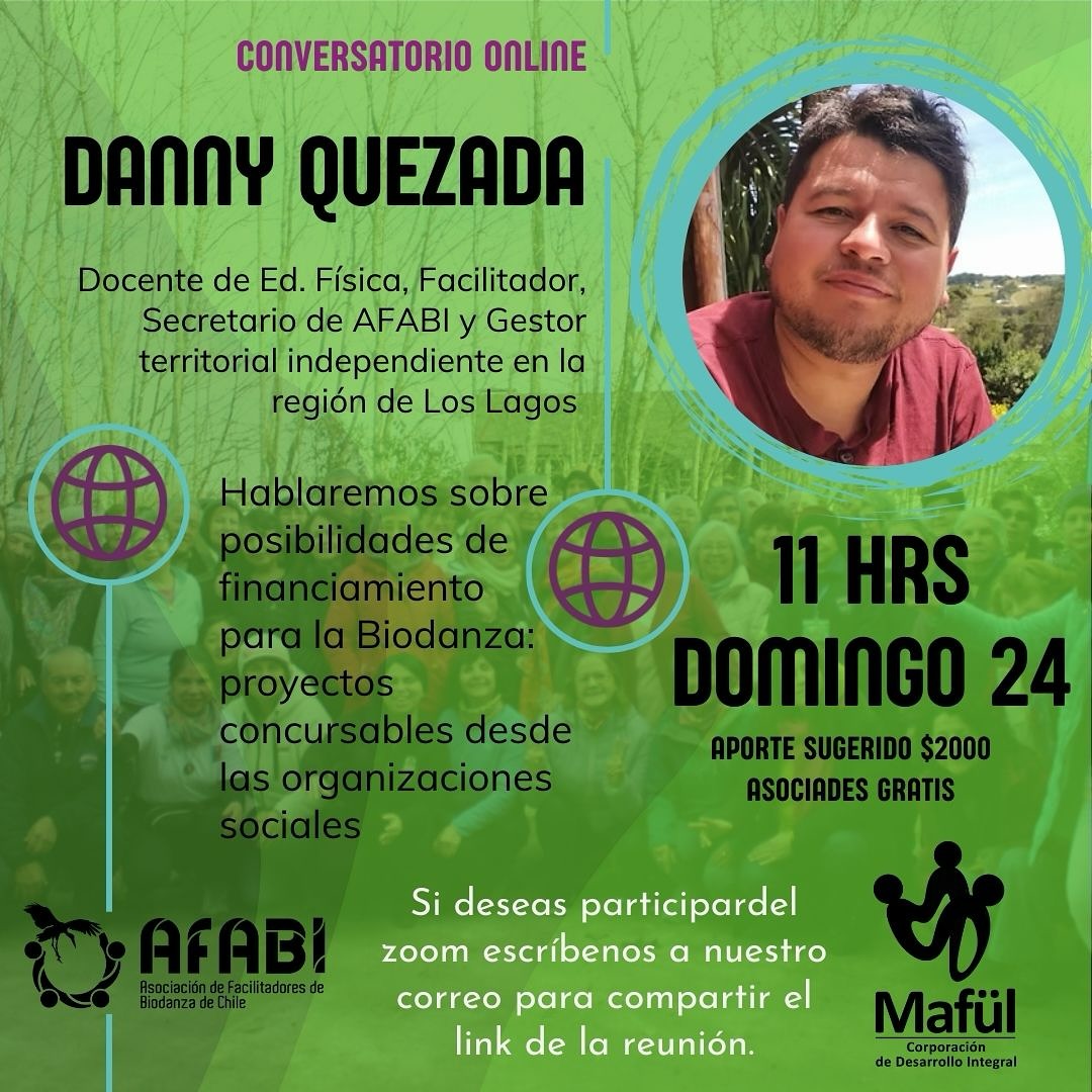 SEGUIMOS CON NUESTROS CONVERSATORIOS PARA FORTALECER NUESTRA PRAXIS 🌀🌀
Vamos a estar compartiendo cómo seguir vinculándonos con el territorio para la expansión de Biodanza a través de la postulación a proyectos de financiamiento 🙌 logrando hacer llegar nuestro sistema a más espacios, valorando nuestra labor 💪🏼
Danny Quezada Docente en el area de Educación Fisica, Facilitador de Biodanza formado en Puerto Varas. Actualmente gestor territorial independiente en la región de los lagos, aportando en procesos de gestión en el area de financiamiebto para iniciativas ligadas a la Biodanza. Solo el año 2025 ha formado equipos para sostener 6 proyectos de Biodanza en la región.
Si quieres el link de zoom, escríbenos!
Nos vemos en la ronda ☀️
#biodanza #financiamiento #postulaciones #fortalezimiento #facilitadora #facilitador