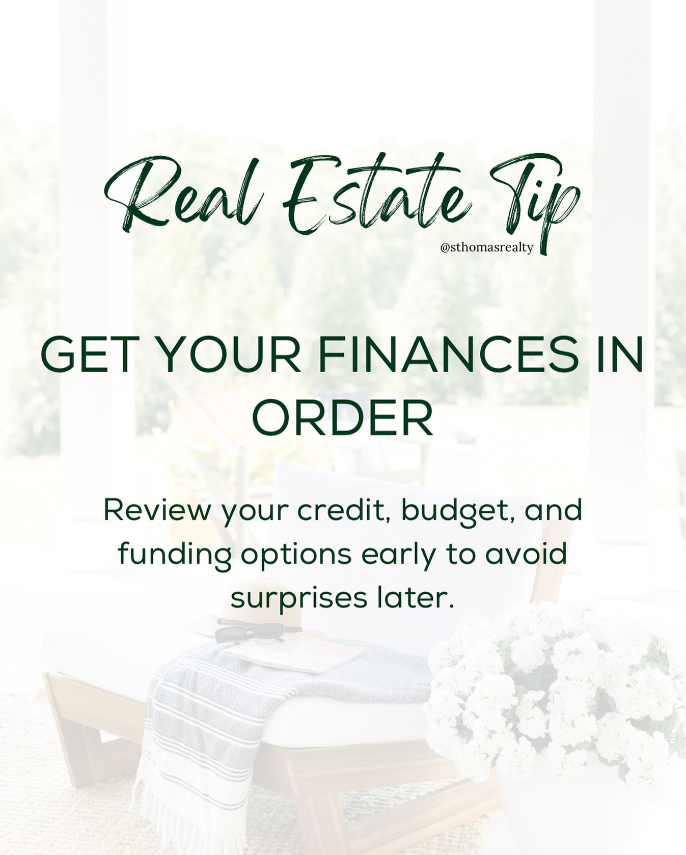 Real Estate Tip: Before you start house hunting, get your finances in order!
Check your credit score, pay down debt, and gather important documents like pay stubs, bank statements, and tax returns.
This makes you a stronger buyer—and can help you secure better loan terms.
#HomeBuyingTips #FinancialReadiness #SThomasRealtyGroup #RealEstateAdvice #HouseHunting #atlantarealestate