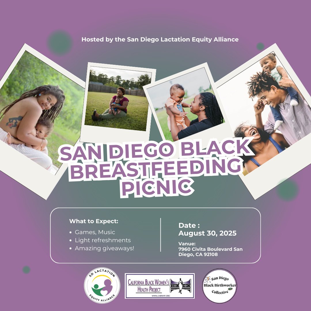 🌻✨ You’re invited! ✨🌻
Join us for the San Diego Black Breastfeeding Week Picnic hosted by SDLEA
Saturday, August 30 | 10AM–1PM
Civita Park, San Diego
Bring your family, enjoy community, food, and fun — and let’s celebrate the beauty of Black breastfeeding together!
Spread the word with your friends and family! https://bit.ly/41ld0Wy
Let us know you can make it by RSVP (link in bio)
#blackbreastfeedingweek #breastfeedingequity #sandiego