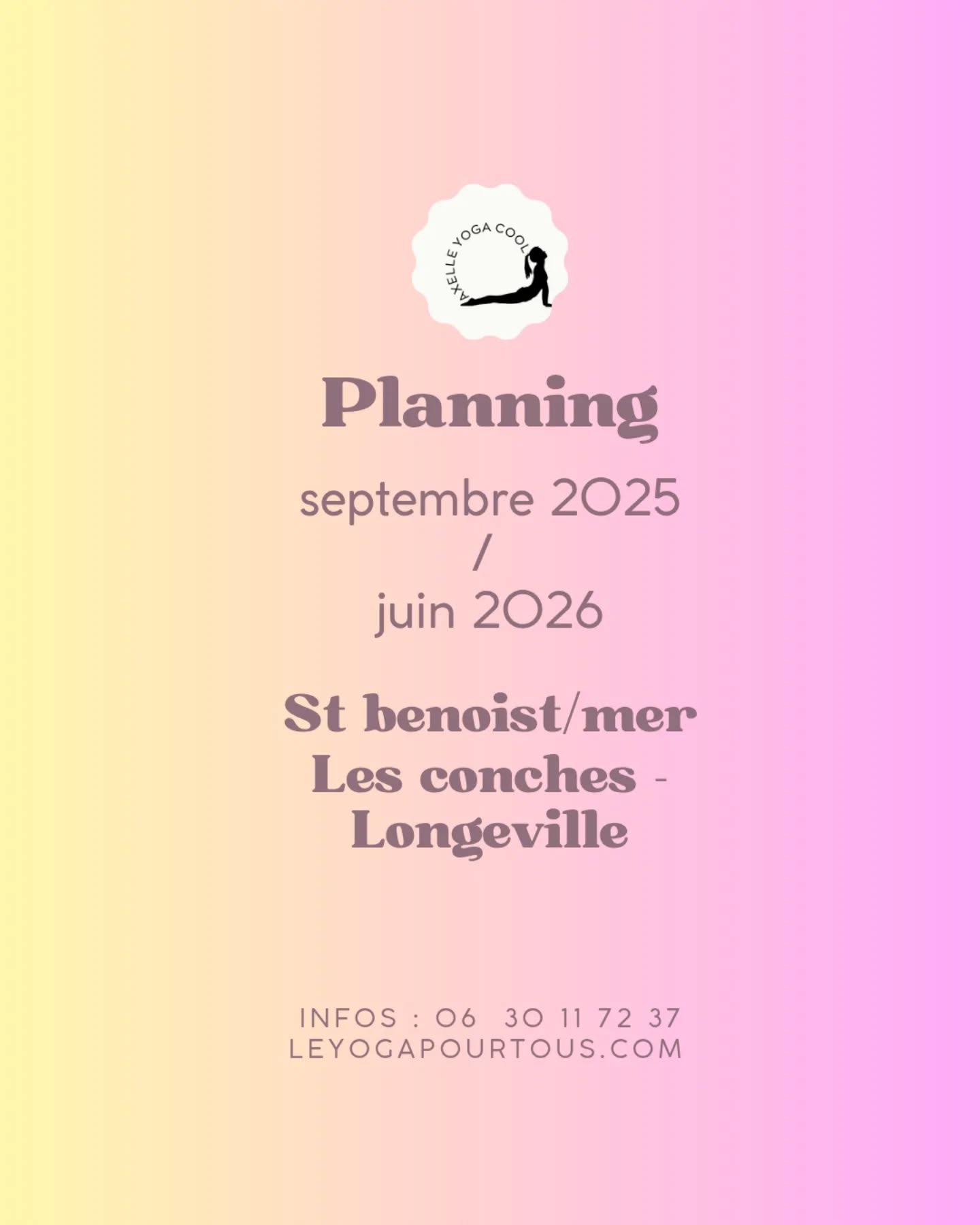 Retour des cours à St Benoist sur Mer et les conches à partir de la semaine du 15 septembre
Infos
📲06 30 11 72 37
✉️ Axelle@leyogapourtous.com
@longevillesurmer
@destinationvendeegrandlittoral
#yoga #yogalongevillesurmer #yogalesconches #yogastbenoist #vendee