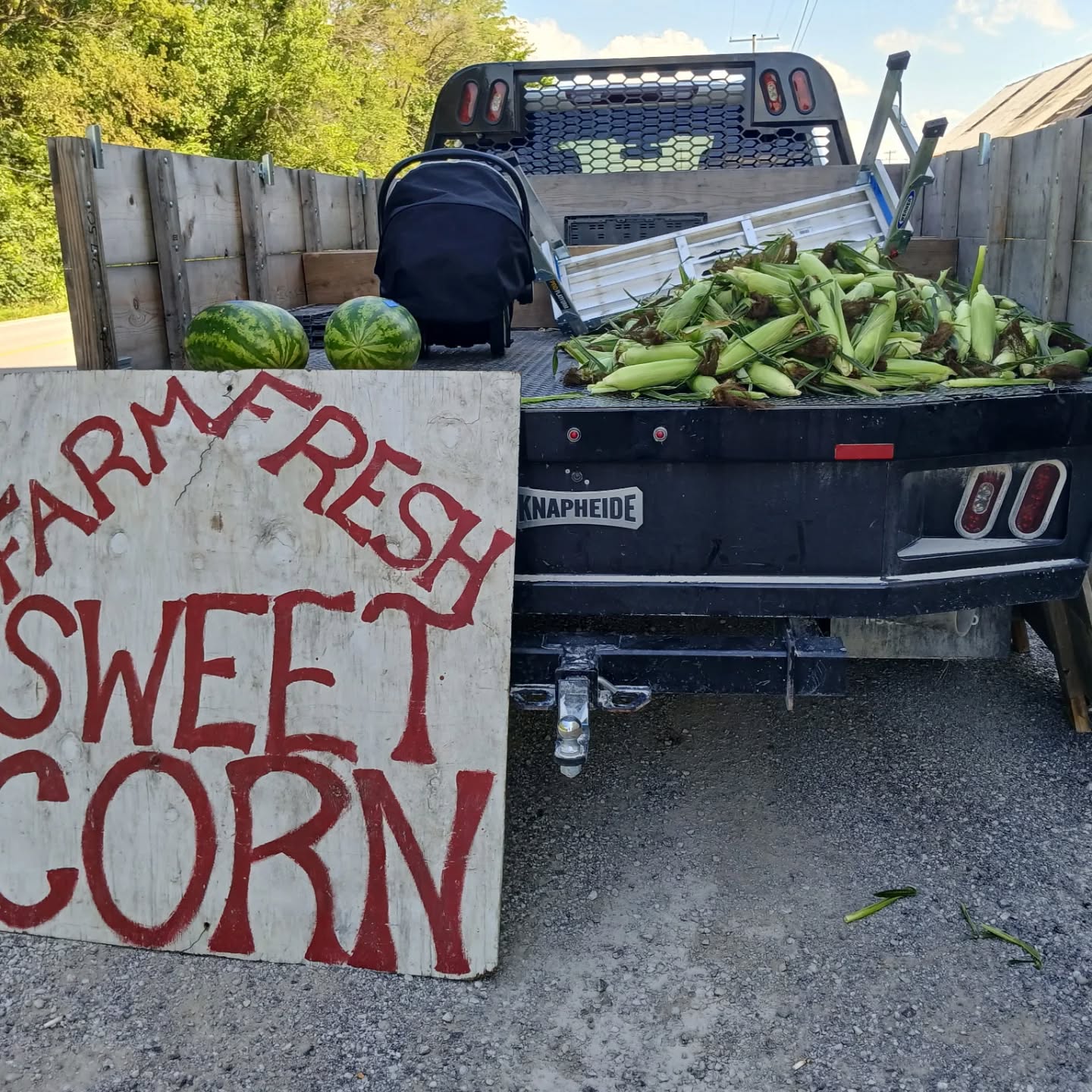 We're at the Farley elevator today with our sweet corn and a few watermelon.