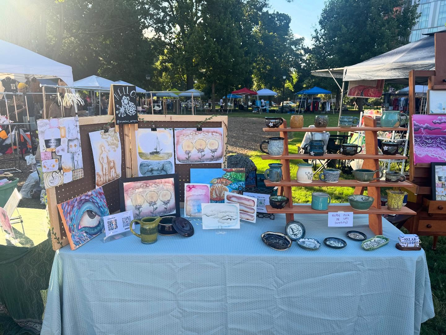 โIt was kismet!โ
I am feeling so much gratitude after tabling at the @swapmeetrva Monroe Grand Market. I was lucky to have @emmaline_designs_ accompany me as we tabled together in the hot sun. All market goers were so king and supportive of our set up- constantly complimenting our art and display. It was Emmaโs first time tabling so Iโm fortunate it was such a great day. We made plenty of sales, cracked plenty of jokes, and laughed so much- I canโt wait to do it again (when I have the energy!) but in the meantime I am constantly grateful for all the love and support you all show me. So many of you stopped by to say hello and were so encouraging. This is why I do what I do- and I will never stop making ๐