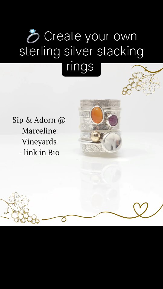 ✨ Make it. Wear it. Love it. ✨
Seats are limited to 12 for this hands-on workshop, and there are only 8 spots left to craft your own sterling silver stacking rings at Marceline Vineyards! 🍷💍
6–8 pm | Sept. 3
🔗 Reserve your seat here: https://forms.gle/9CZfwG5xHMnnkhQ4A
#InsideMyLocket #Handmadeisbetter @marcelinevineyards