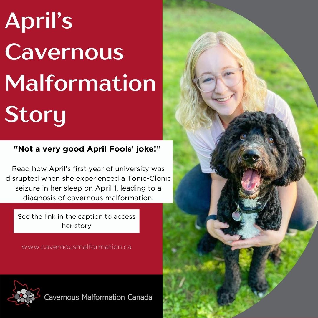 April bravely shares her story of waking up in the hospital one morning in her first year of university, diagnosed with cavernous malformation. Thank you April for allowing your story to provide hope and understanding to others.
The link to April's story and how she is doing today is in our bio. It can also be accessed on our website www.cavernousmalformation.ca
April raconte avec courage son histoire : un matin, en première année d'université, elle s'est réveillée à l'hôpital avec un diagnostic de malformation caverneuse.
Le lien vers l'histoire d'April et son état de santé actuel se trouve dans notre biographie. Vous pouvez également y accéder sur notre site web : www.cavernousmalformation.ca
#cavernousmalformation #cavernoma #patientstories #youarenotalone #brainsurgery #neurosurgery #seizures
