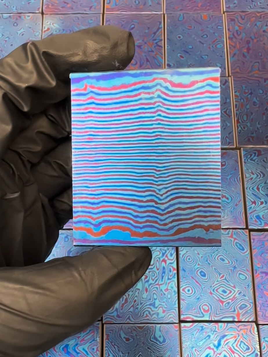 How mesmerising is this Titanium Damascus ?
Vivid colours and layers of crystal pattern formations created with 2,3 or 4 titanium alloys merged together.
But how is it made? The Ti alloys are subjected to high heat and pressure, forging them together in a chamber.
Bespoke patterns are achieved through reconfiguring the layers, stacking and changing directions. There are a few suppliers of this materials such as @twisti_shop Baoji Lyne Metals & TIGMETAL
This material is being used for decorative elements where high performance is needed such as knives, watches & jewellery. But it could be used for high end interiors as this material is highly corrosion resistant & lightweight. Interior detailing such as handles, inlays, borders and knobs.
#material #titanium #titaniumdamascus #metals #materialities #metalfinishing #metalinspiration #metalsforinteriors #surface #surfacepatterndesign #highendinteriors #architecturalmaterials #highendfurniture