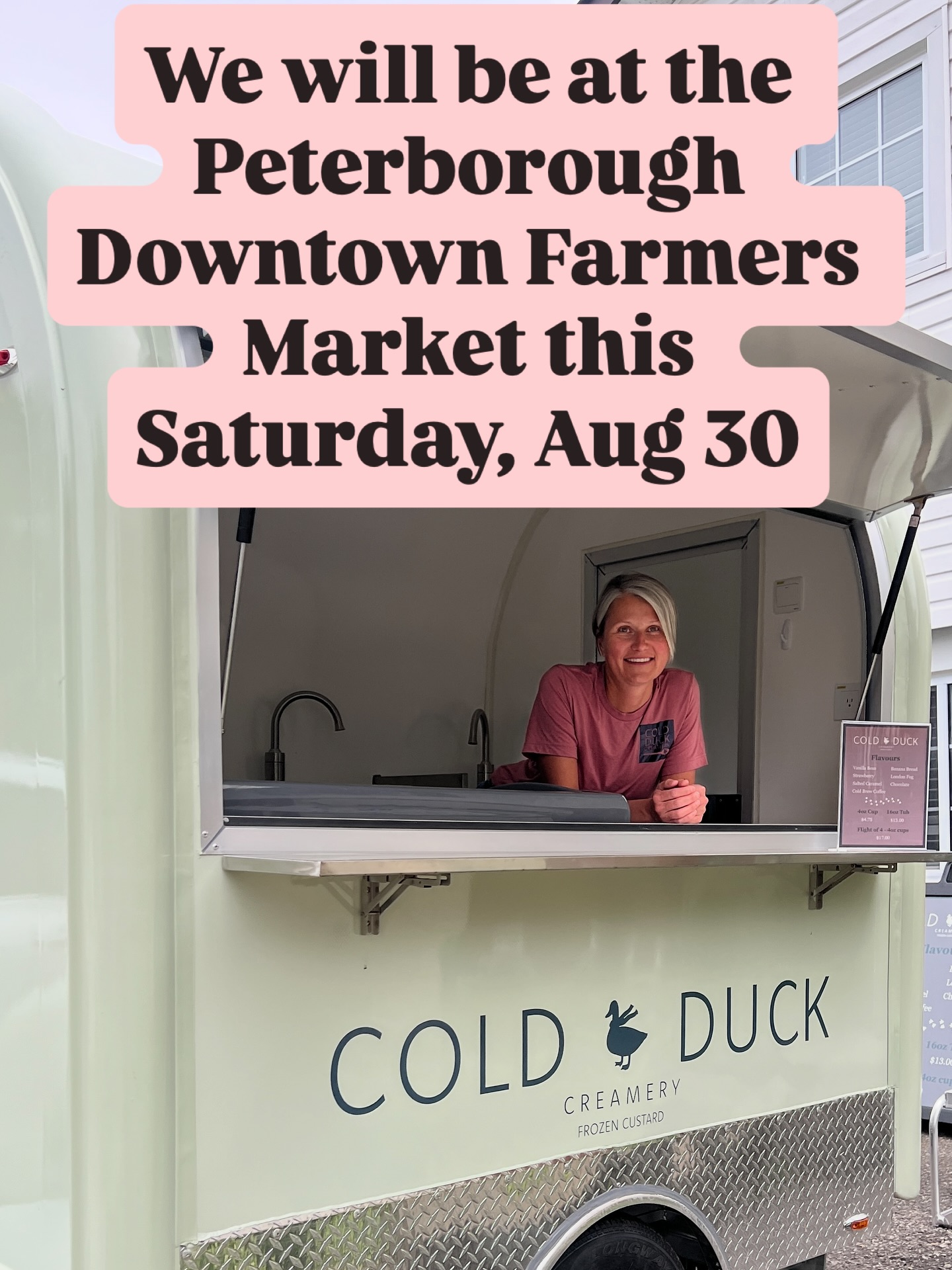Stop by for a scoop this Saturday at the Peterborough downtown farmers market @ptborfm from 8am-1pm. We will be serving up single serving 4oz cups, flights of 4, and large containers, all while supplies last. See you there! 🍨❤️